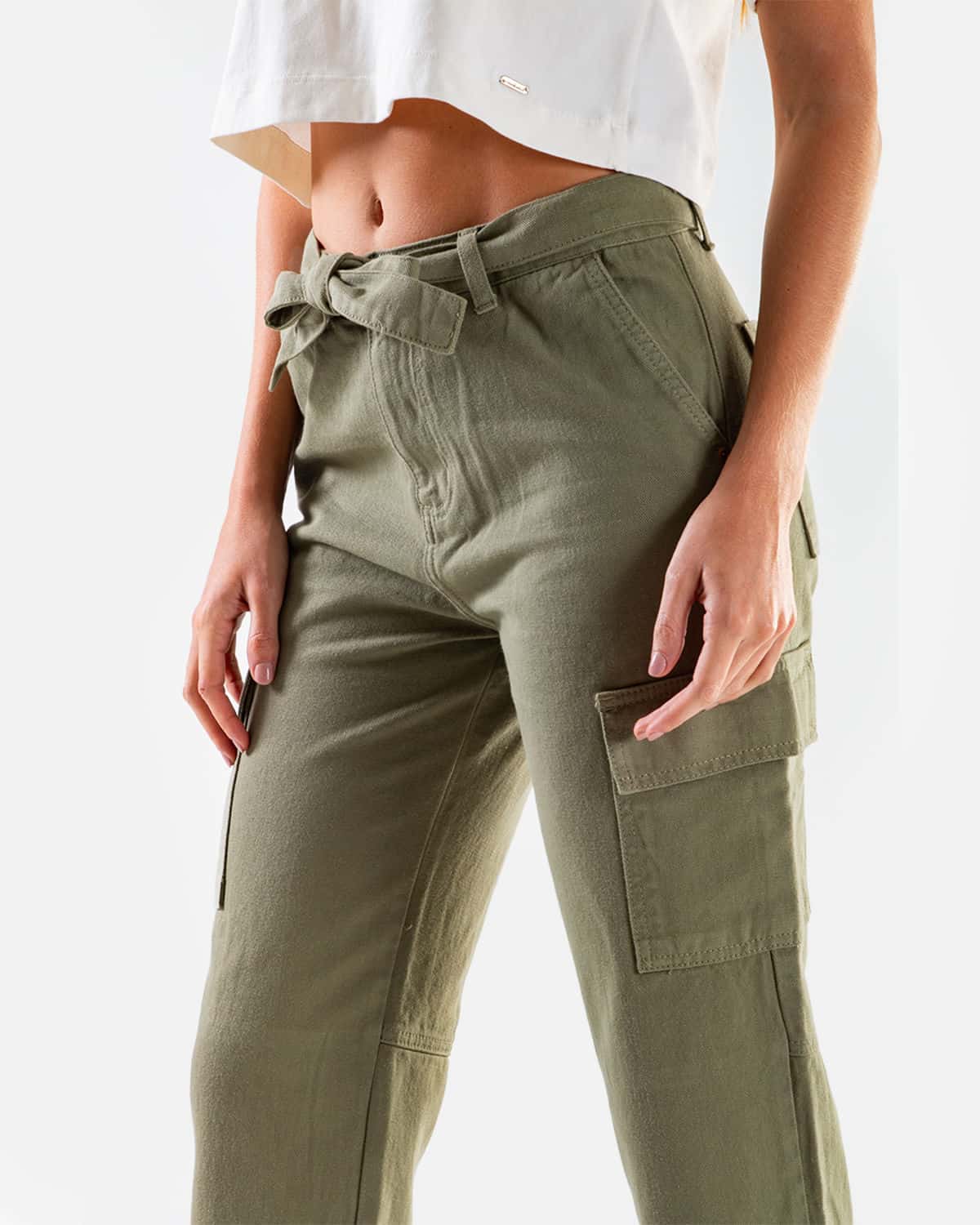 Pantalon cargo verde para mujer