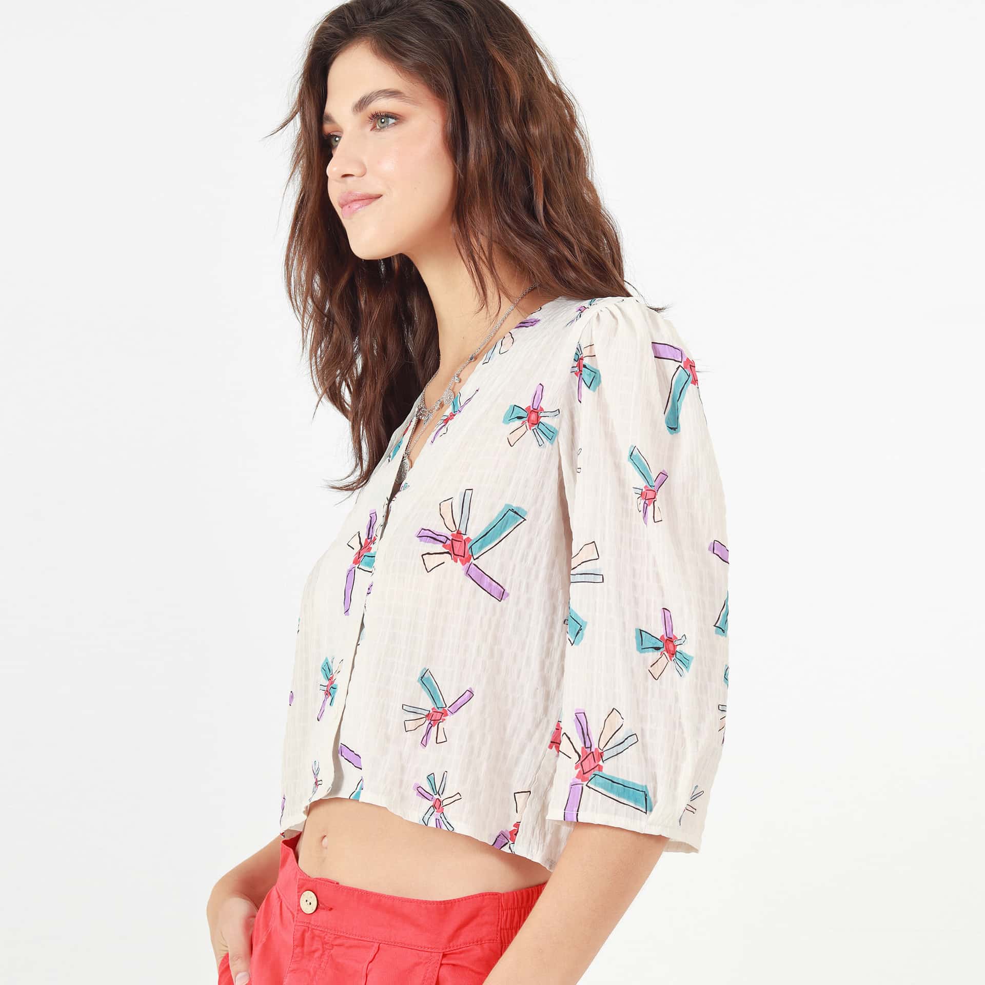 Blusa Cuello V Manga 3cuartos