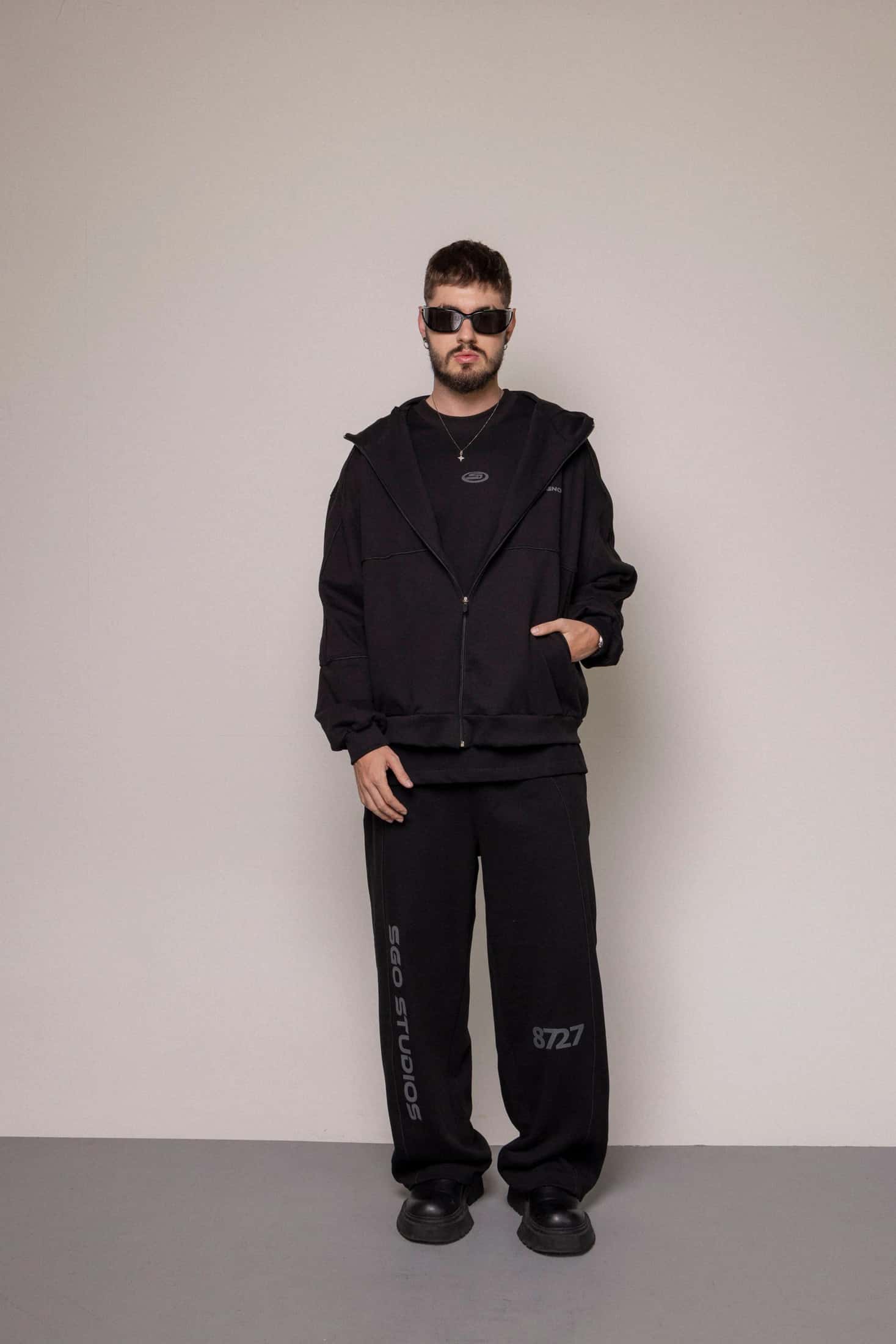 SET HOODIE Y SUDADERA 8727 -NEGRO