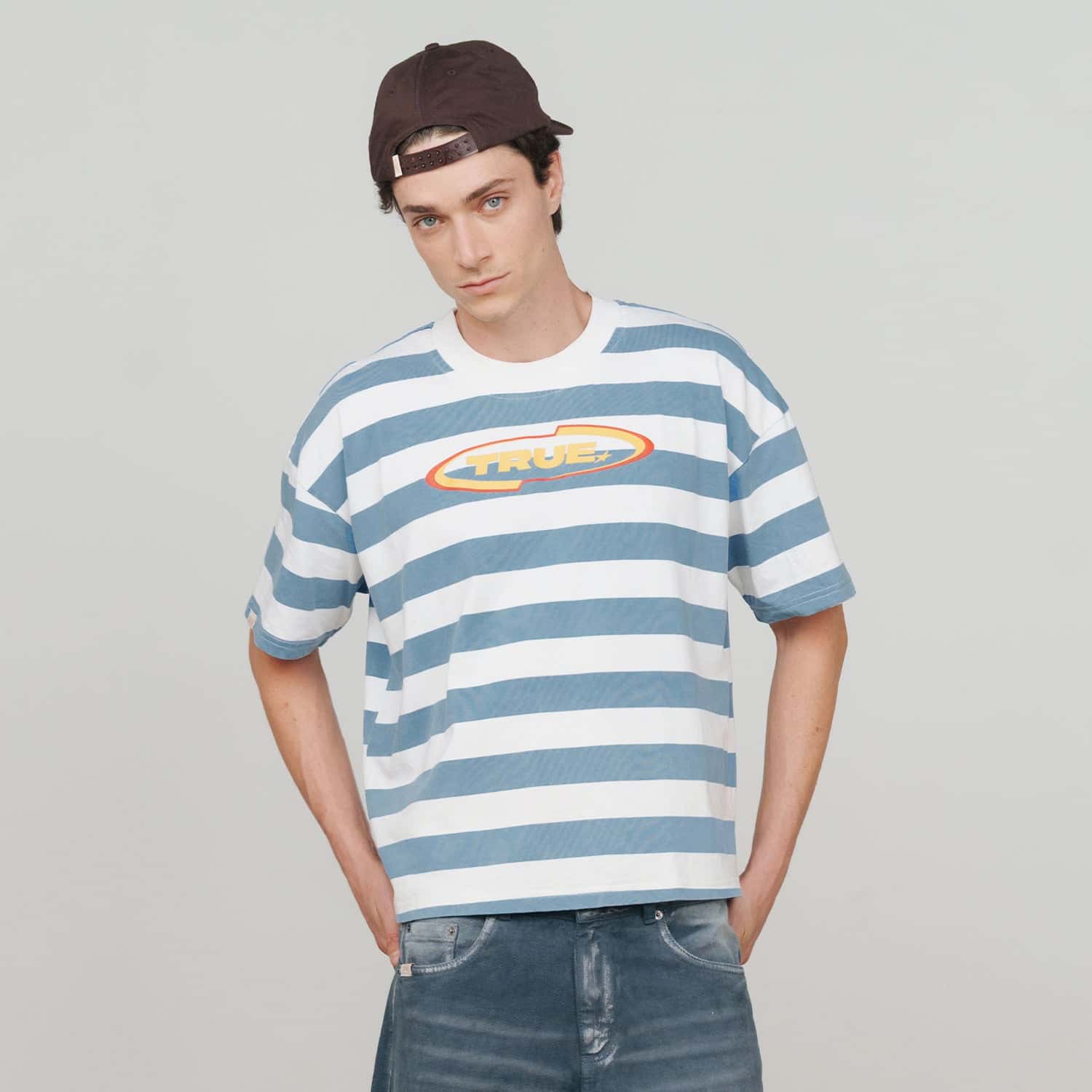 Racing Stripes Boxy Tee - Blue - miniatura 3