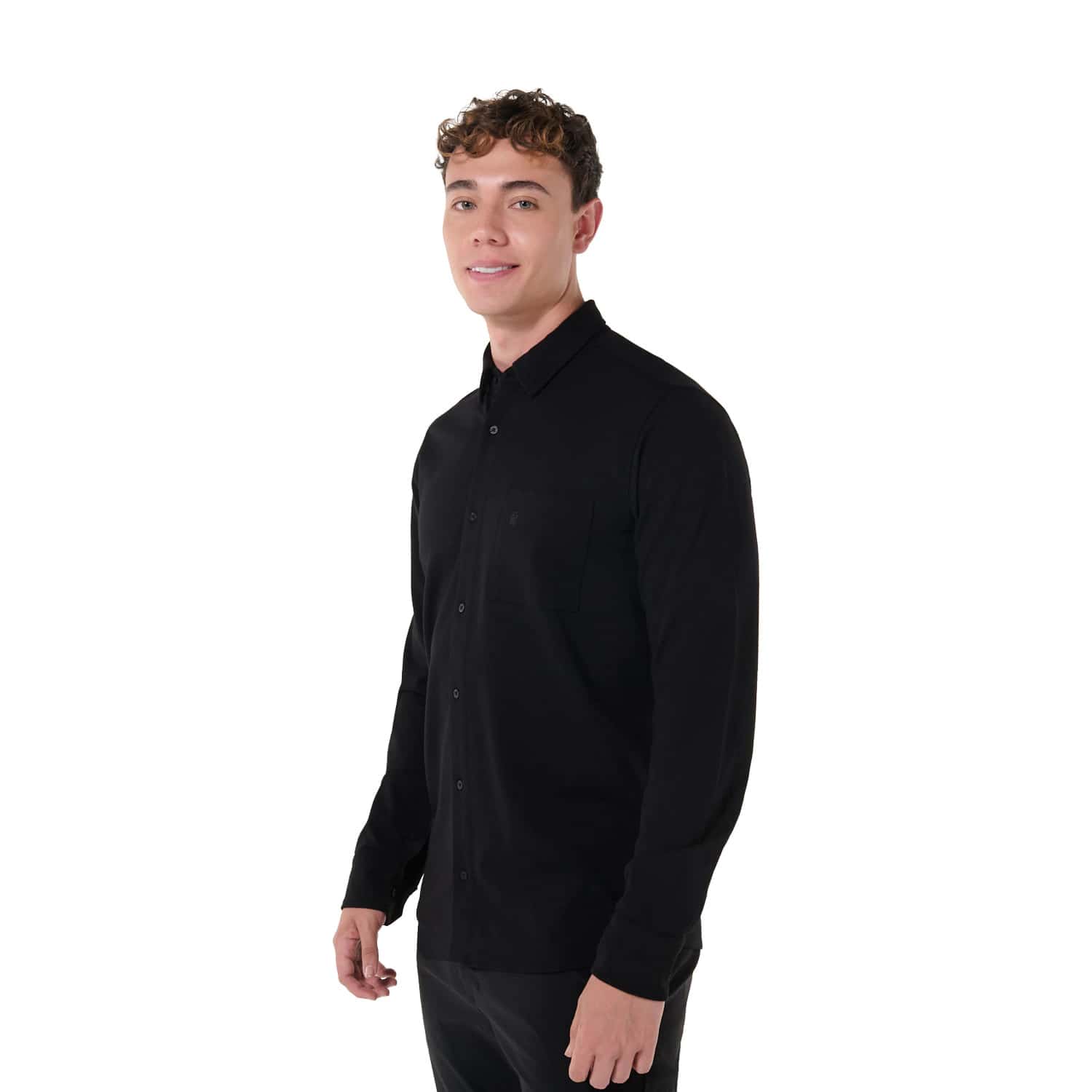 Camisa para Hombre Pardo Manga Larga Negra