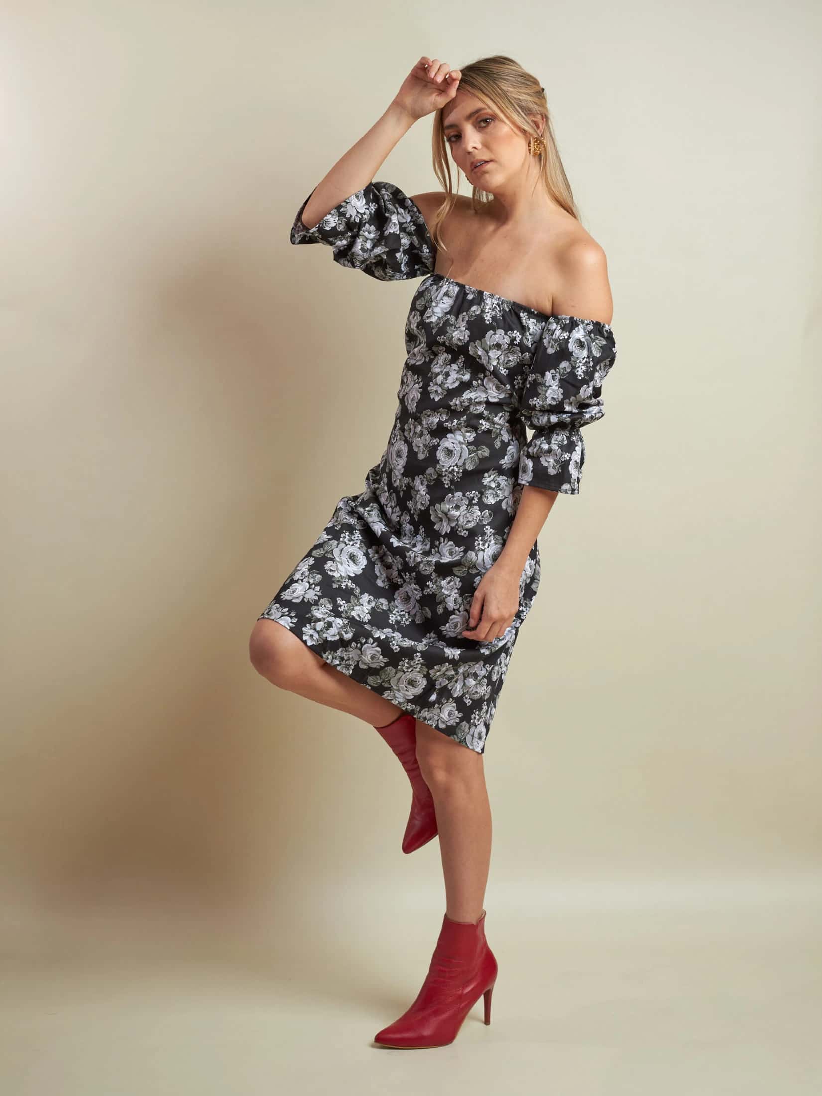 Vestido Mireya Negro Estampado - miniatura 3
