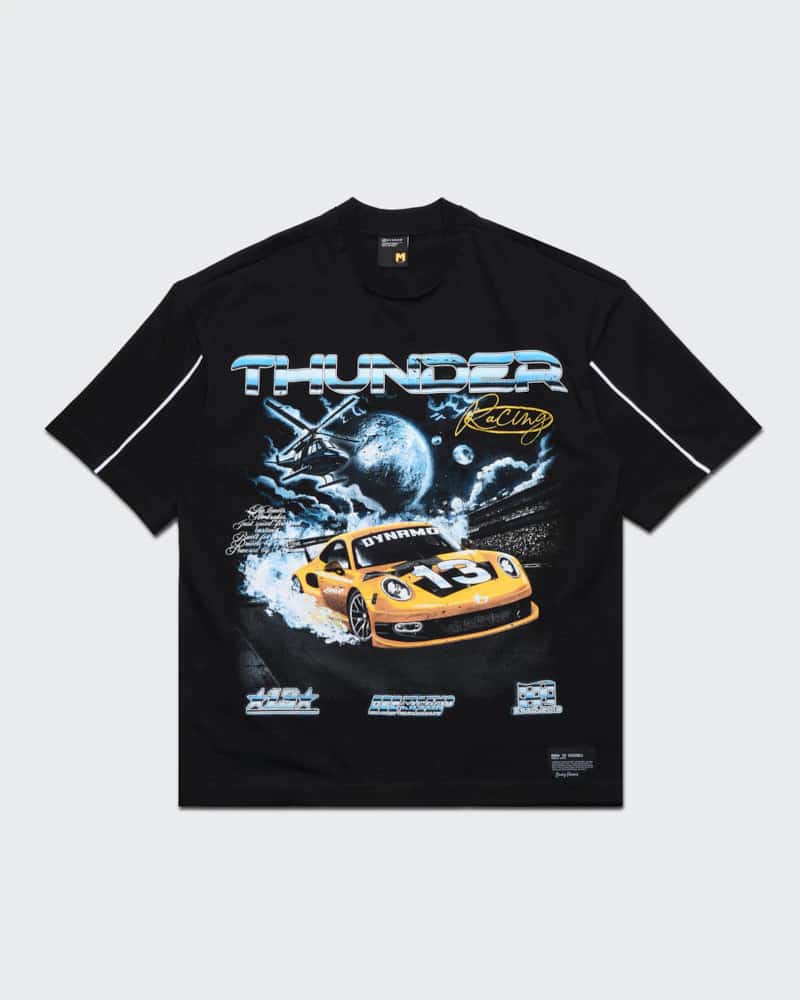 Camiseta Negra Oversize Thunder Racing - miniatura 5