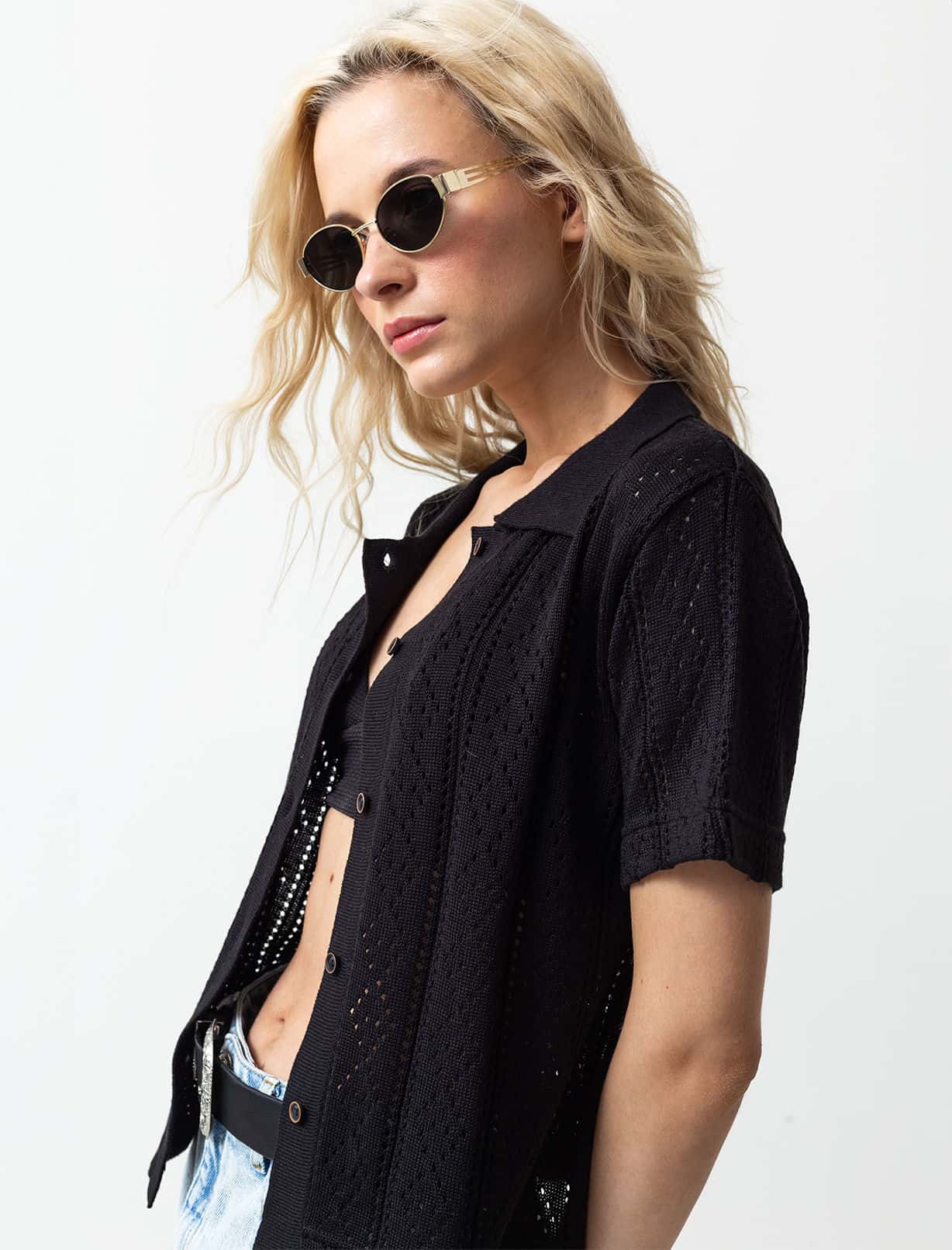 Camisa tejida manga corta
