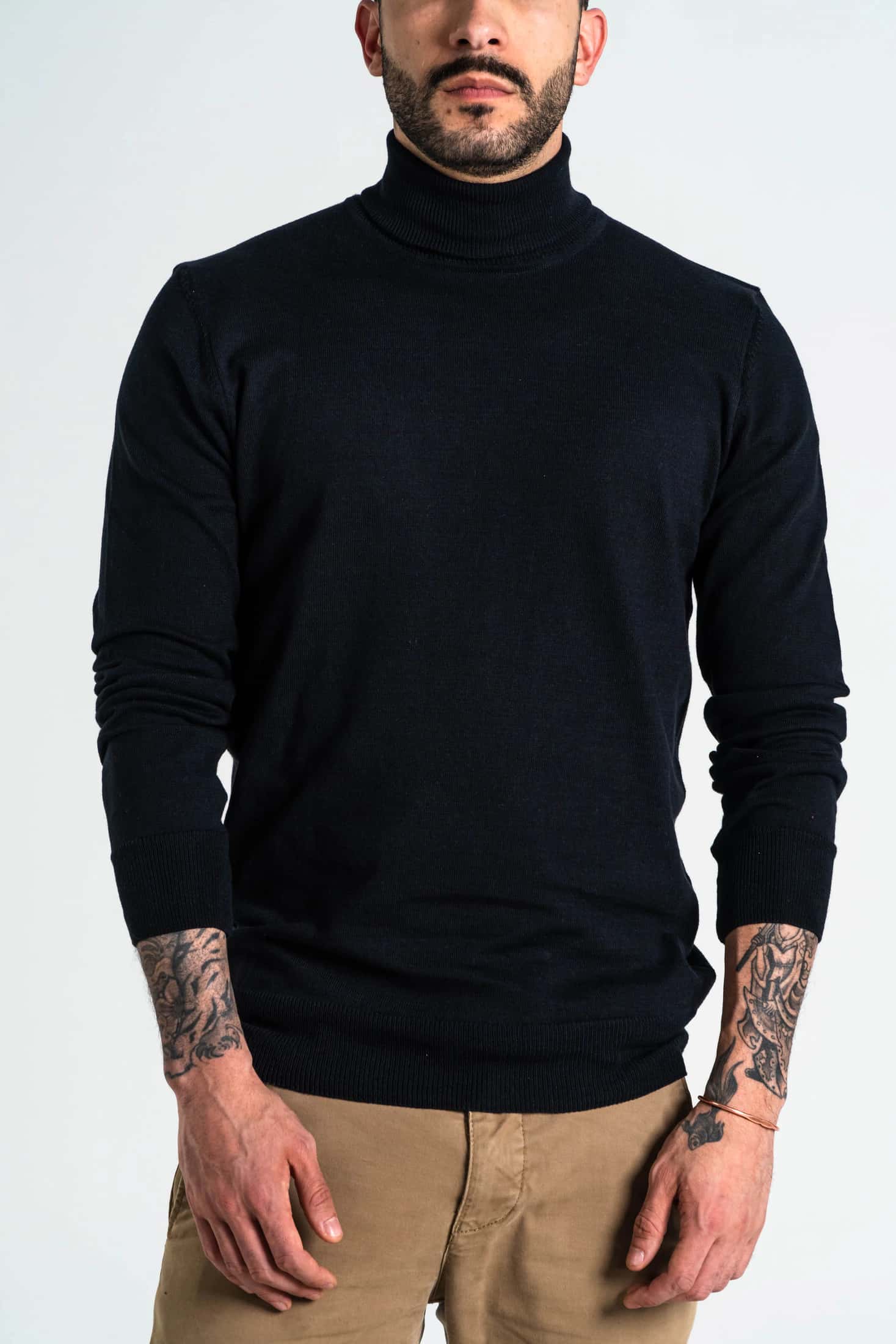 Jersey Cuello Alto Algodón Negro