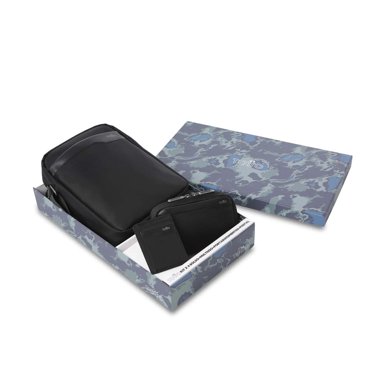 Kit de regalo X4 Bolso+Multiuso+Portadocumentos+Postal Kano K Negro