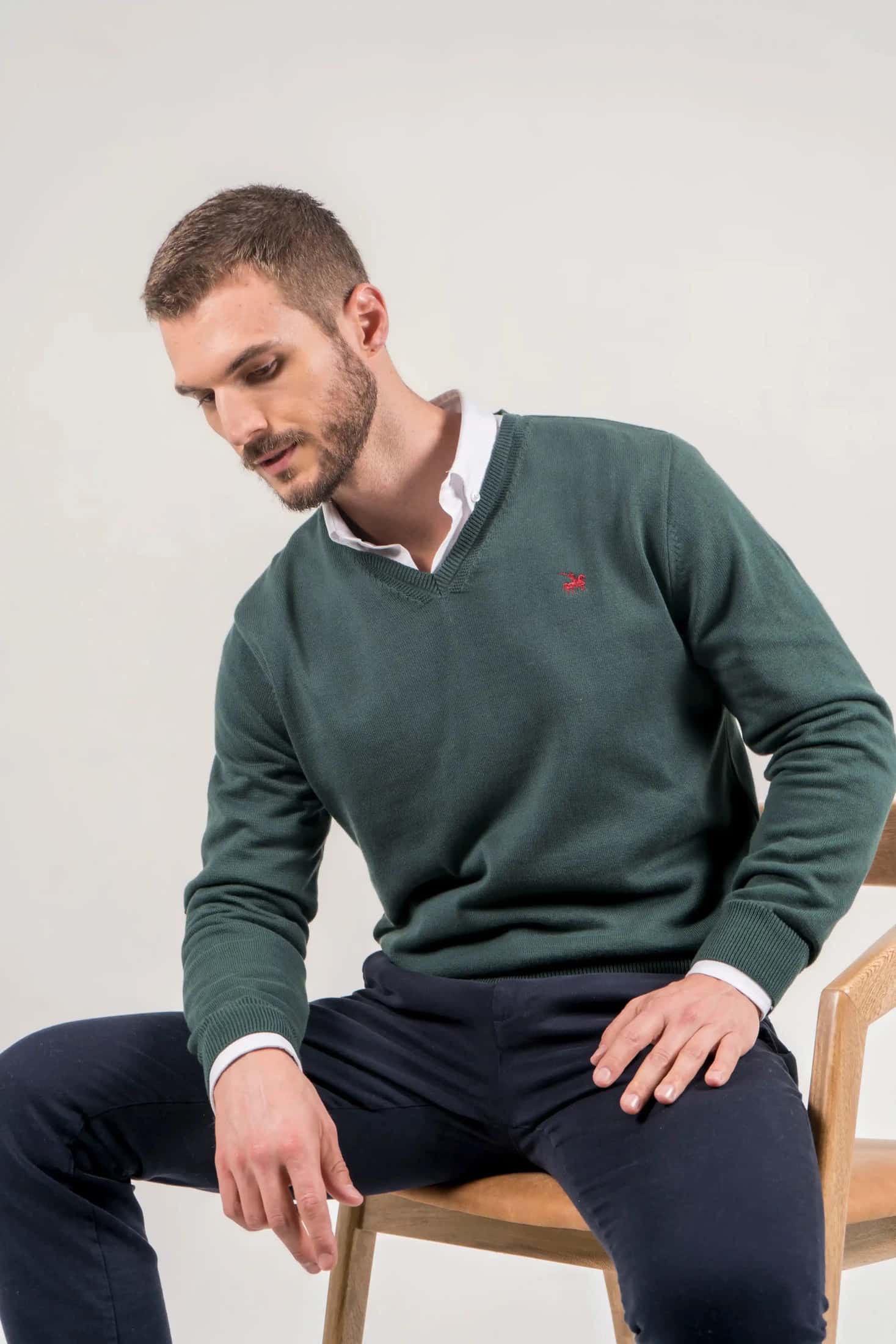 Suéter V neck Hombre Verde