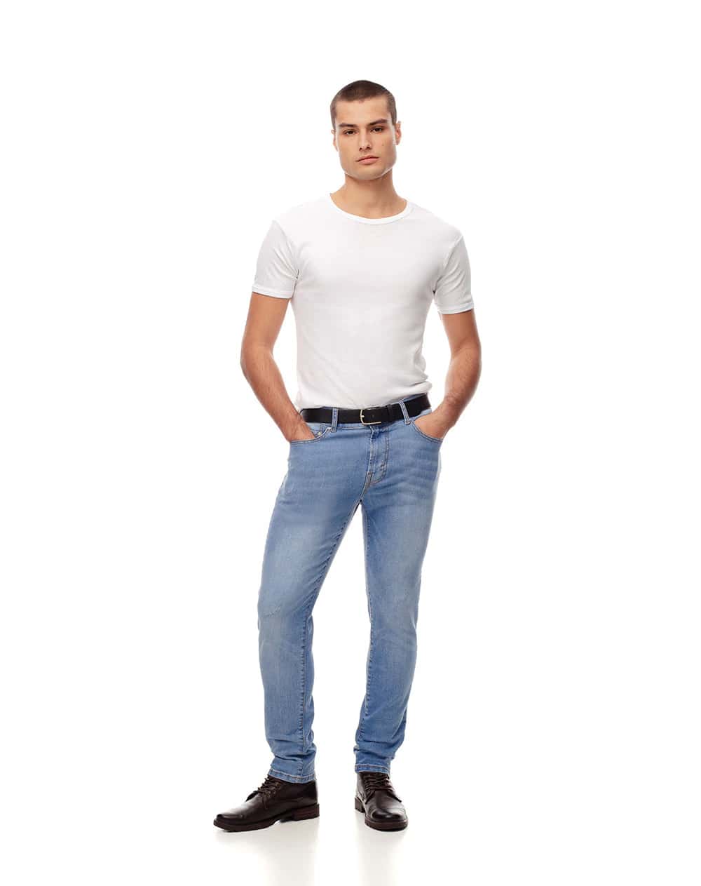 Jean skinny índigo claro hombre