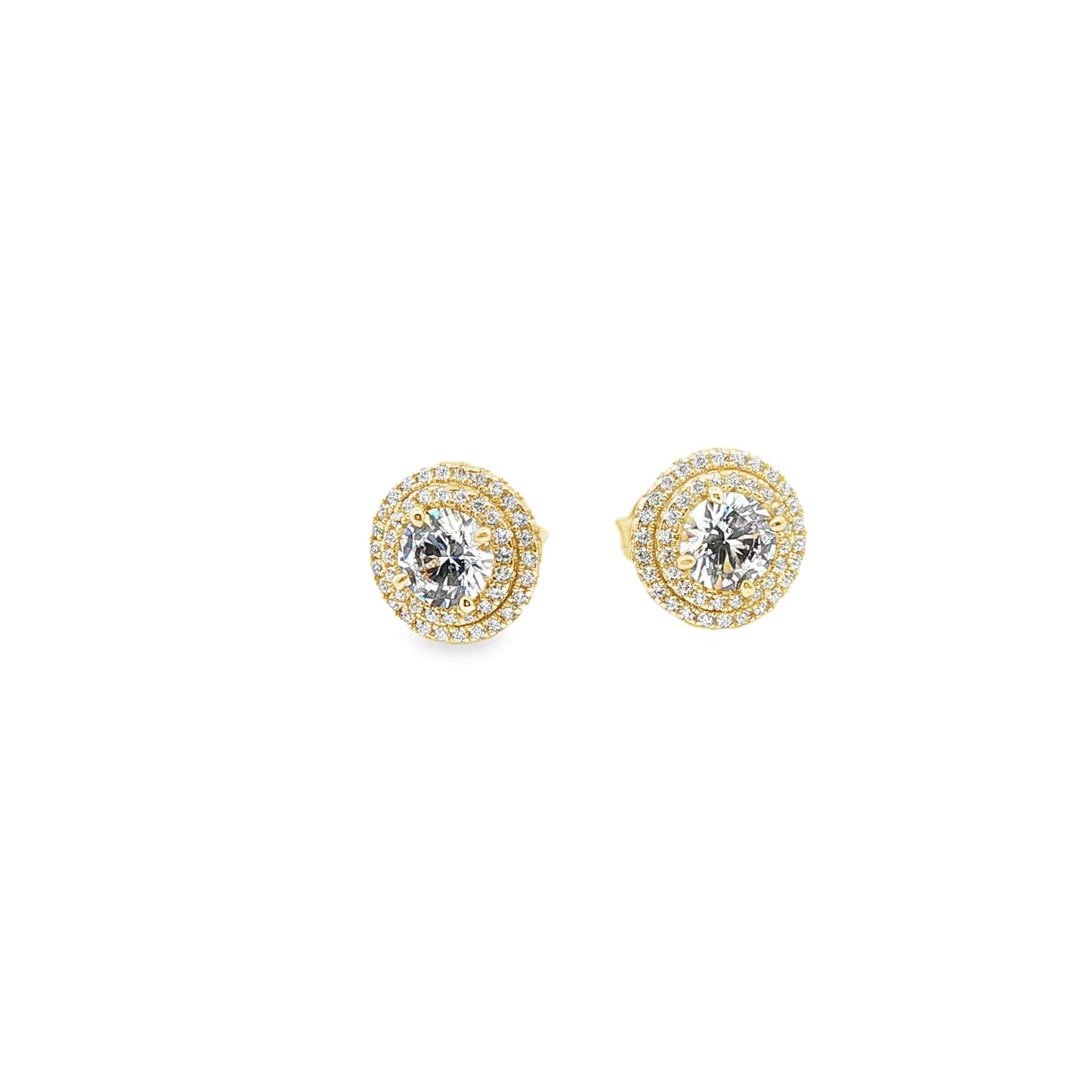 Double Halo Earrings Gold