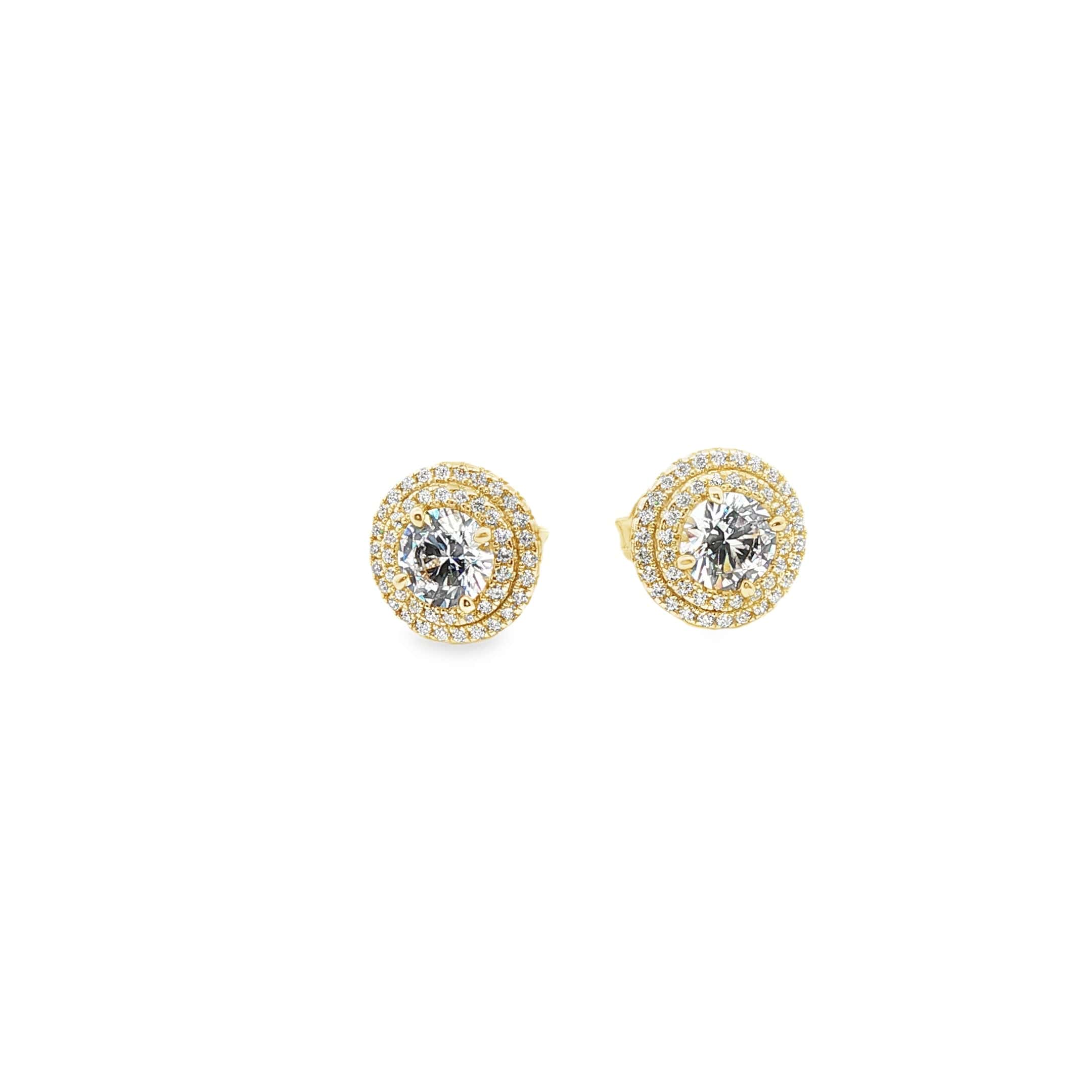 Double Halo Earrings Gold