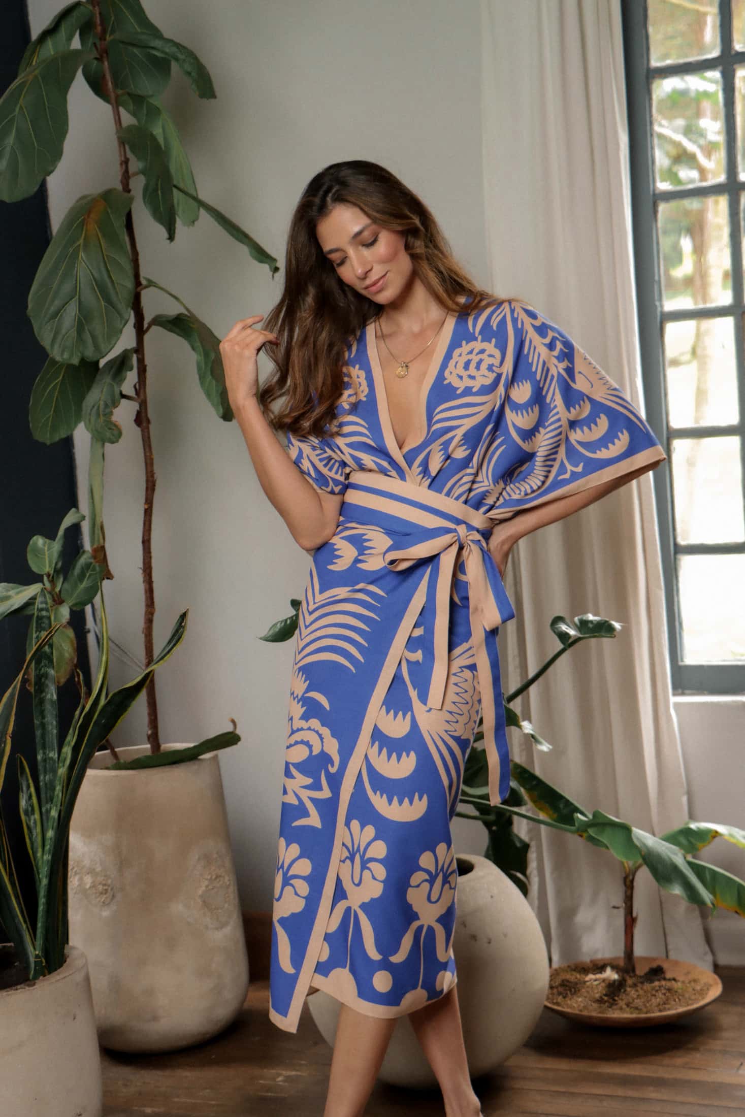 Kimono Corto Agave Azul, Lino - miniatura 3