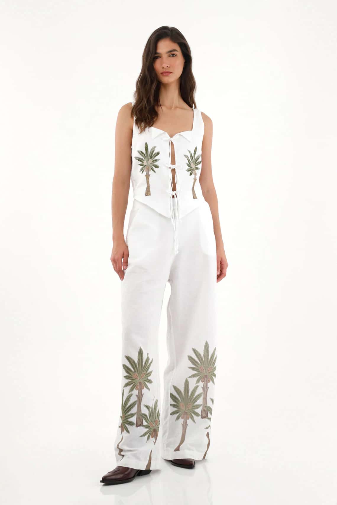 Chaleco con ajuste de sesgos blanco para mujer