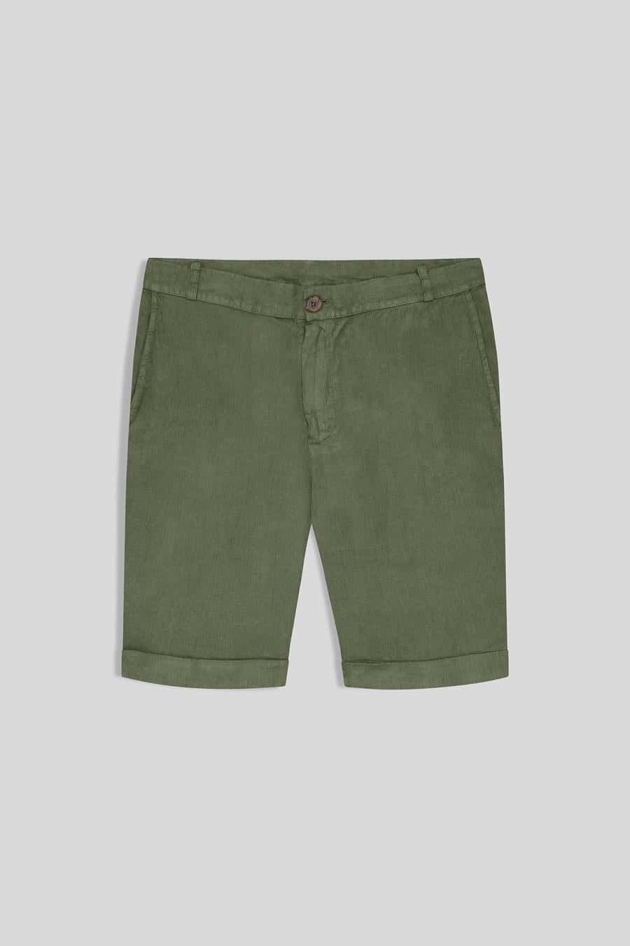 Men's linen bermuda green