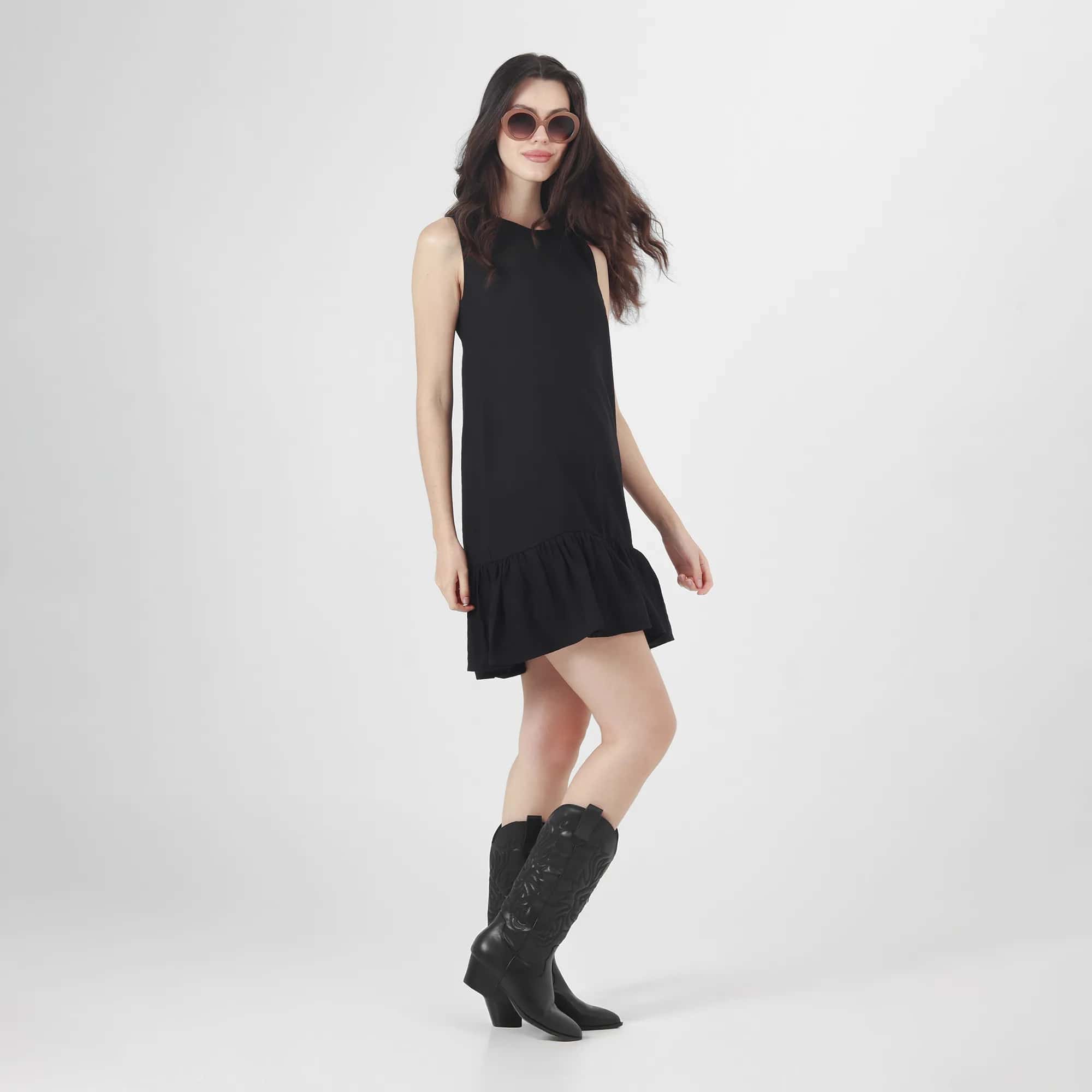 Vestido Cuello Redondo Manga Sisa