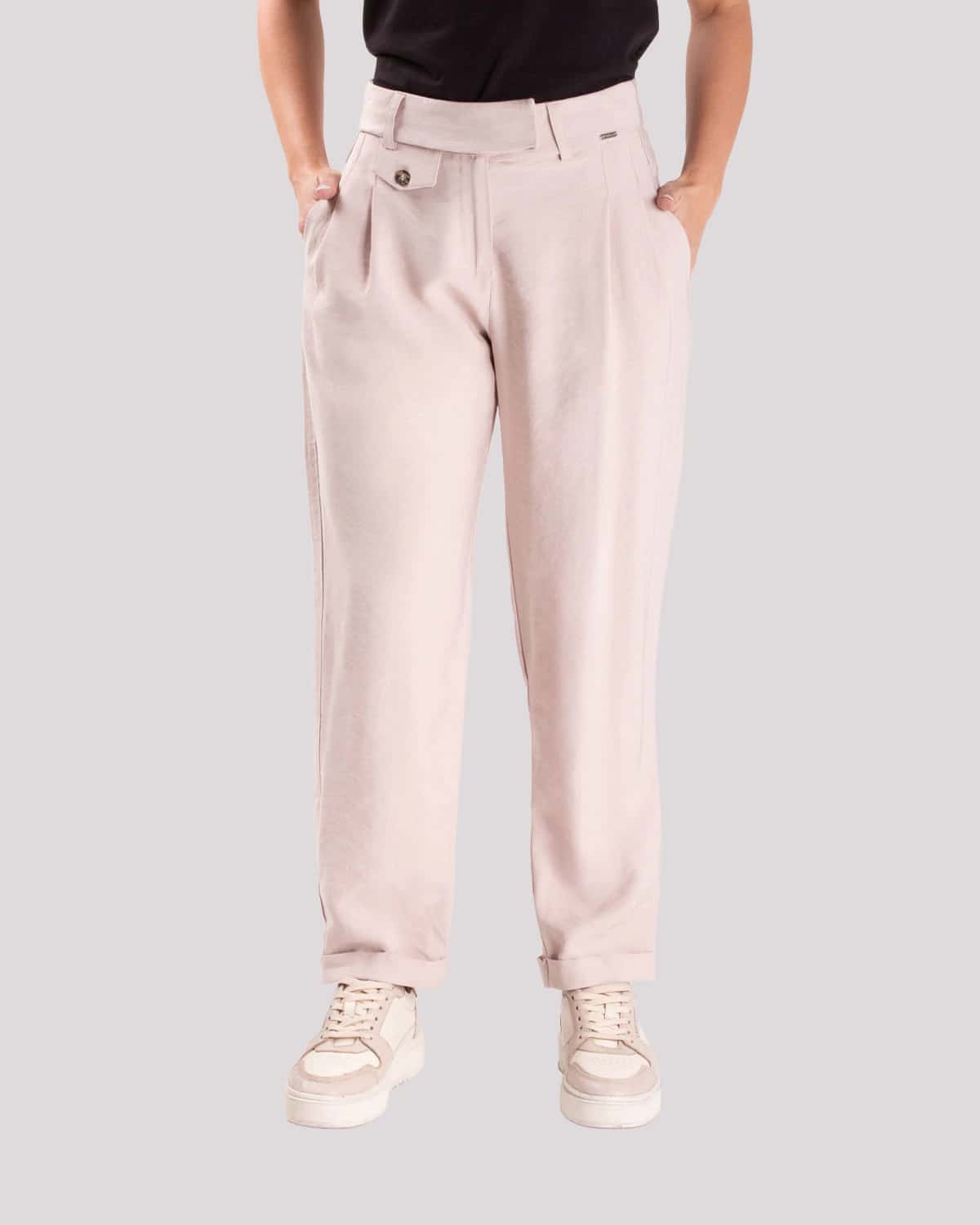 Pantalon recto arena para mujer