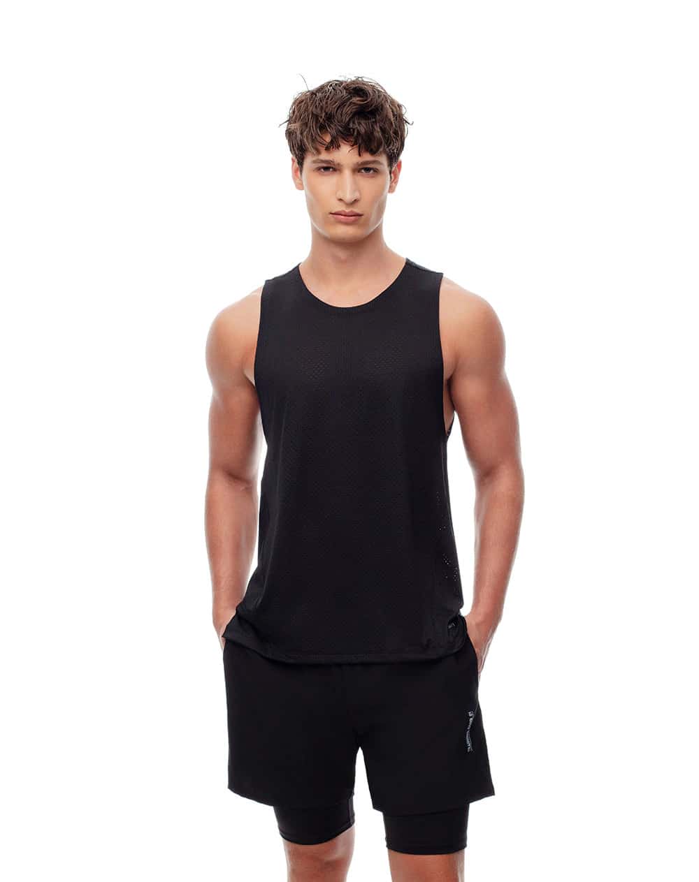 Camisilla deportiva antibacterial negra hombre
