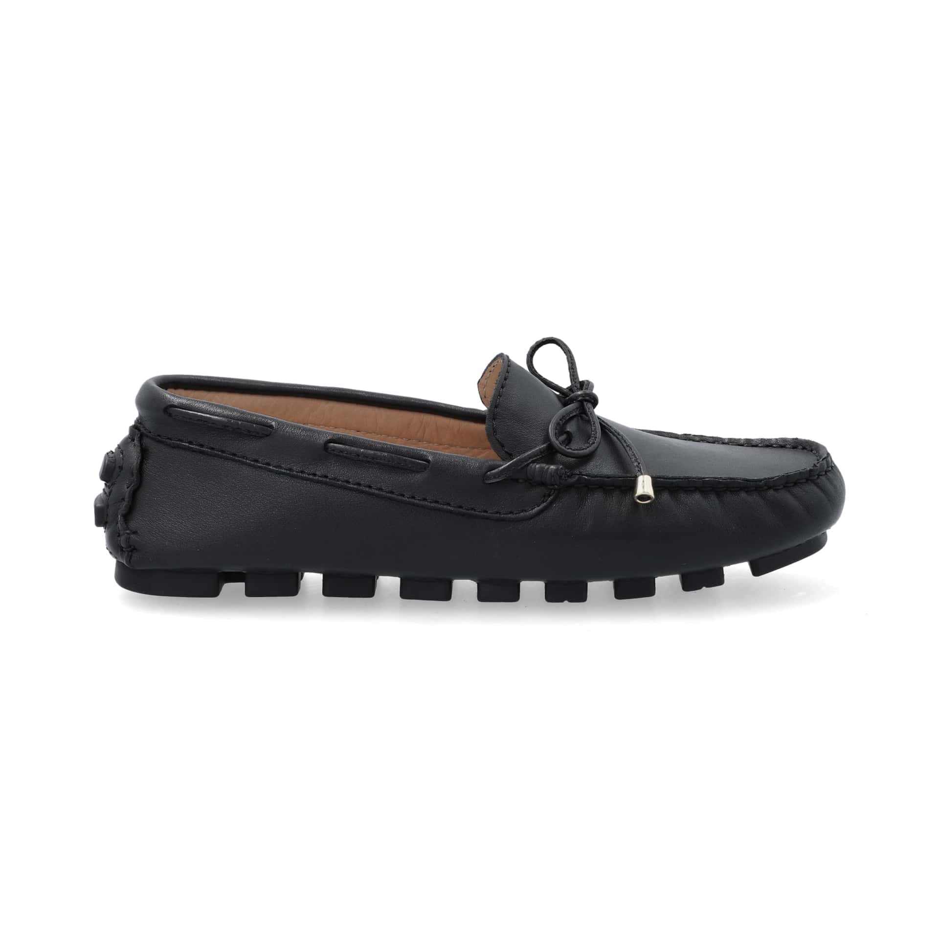 Mocasines Mujer Cordón Cuero Liso Negro - miniatura 4