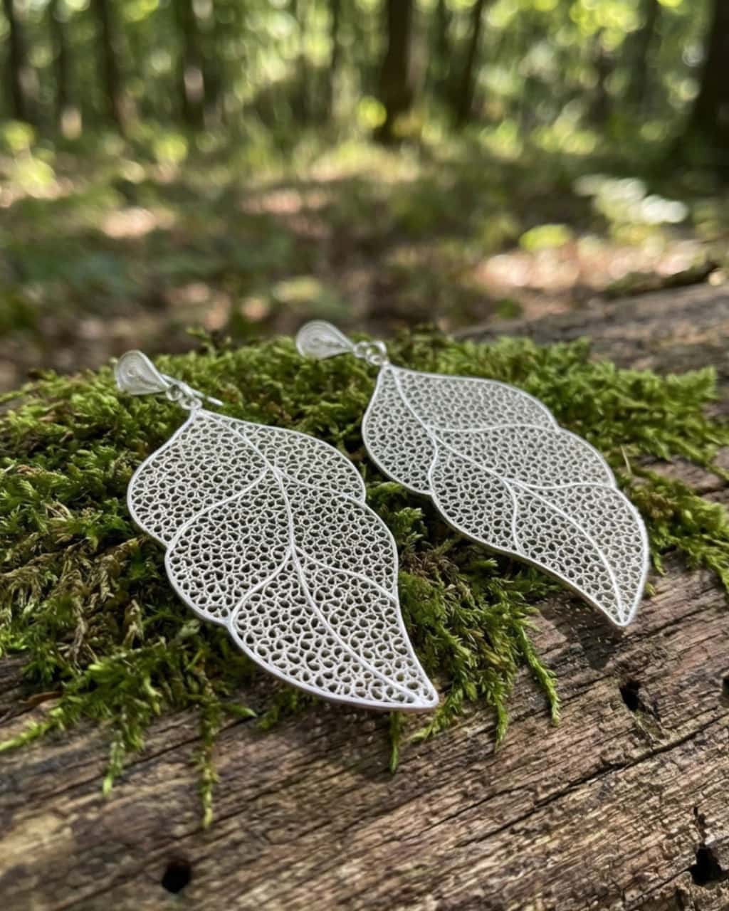 Arete Topos hojas Maxi Filigrana en plata