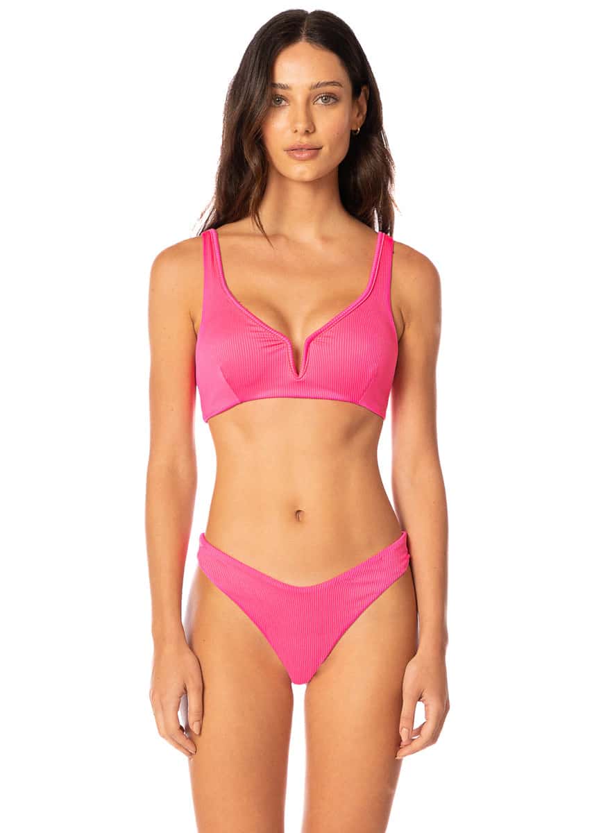 Maaji Hot Fuchsia Victoria V Wire Bralette Bikini Top