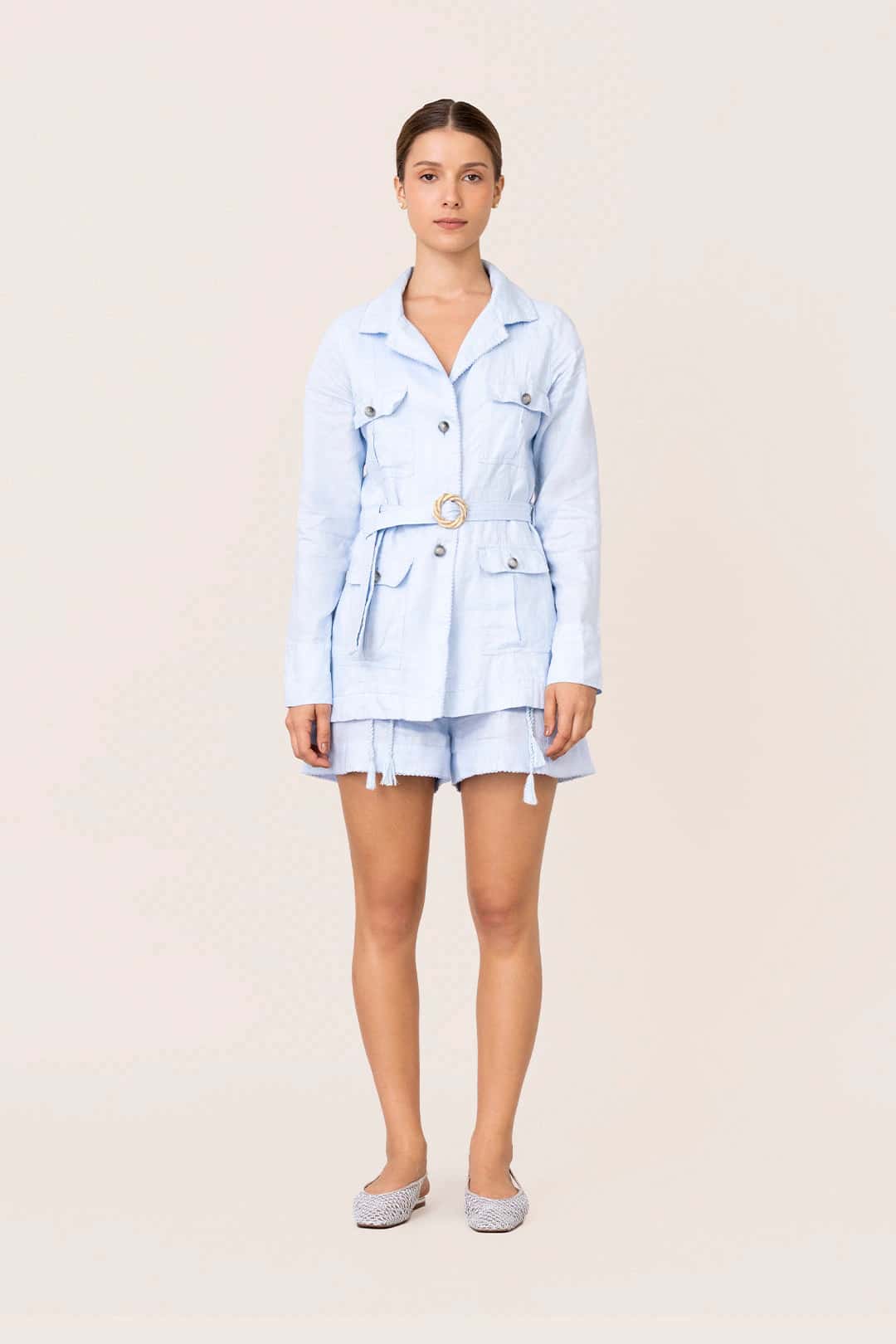 Chaqueta Zahra con cinturón- Eco de Agua