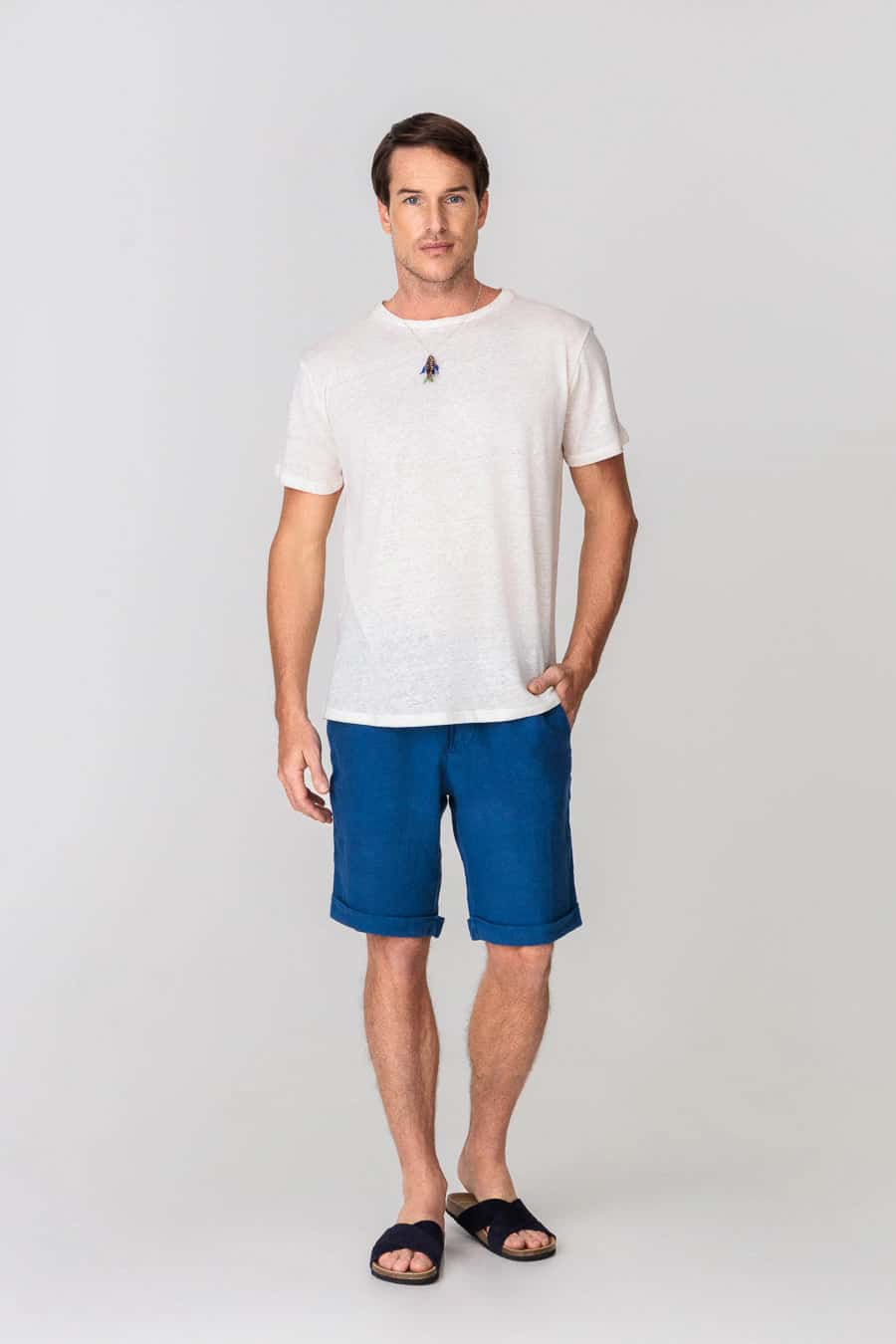 Men's linen t-shirt white