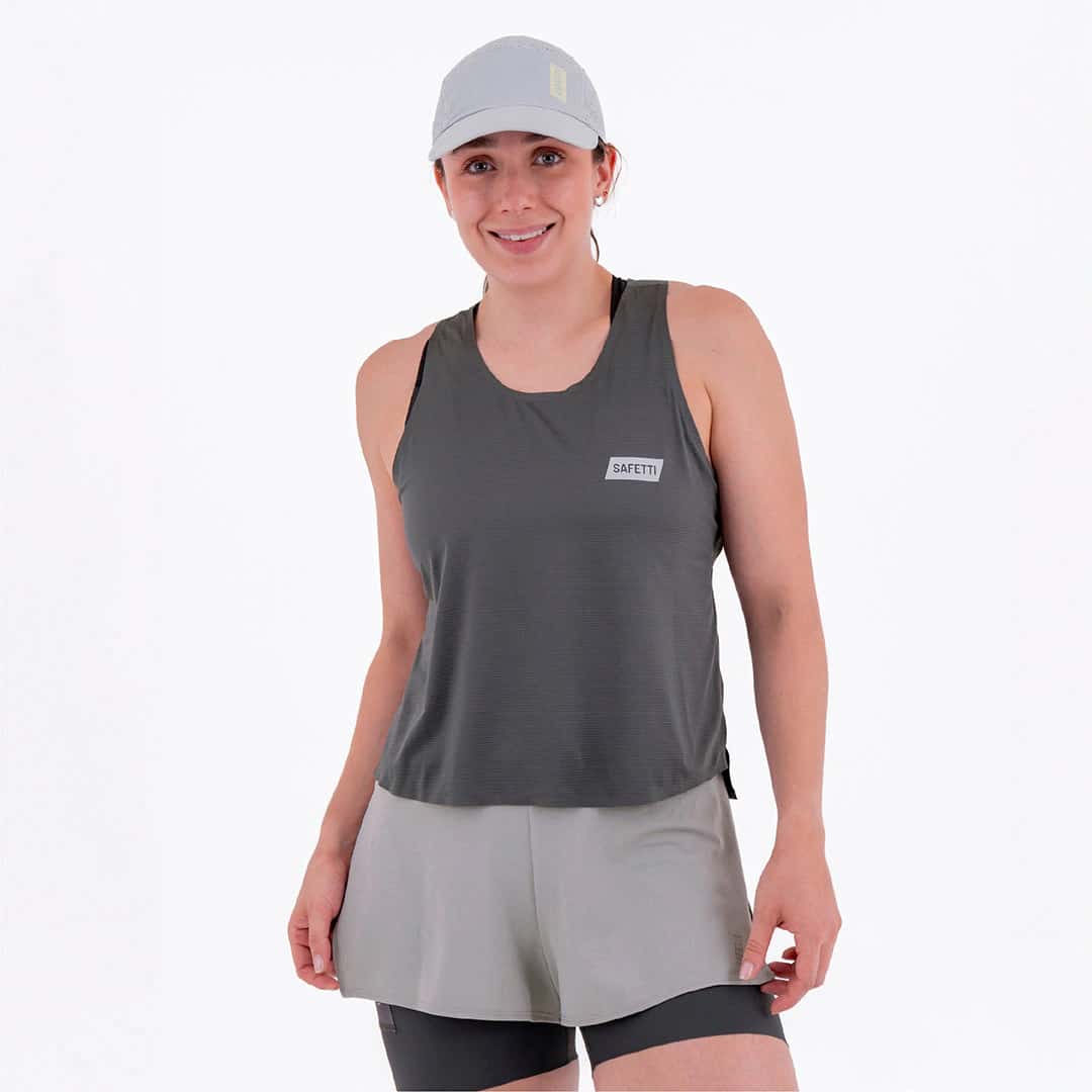 CAMISETA RUNNING MANGA SISA LEVIT GRIS PARA MUJER
