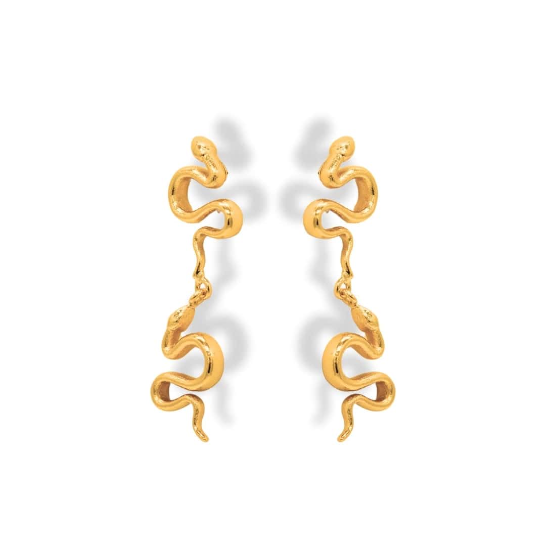 Aretes largos con serpiente grande