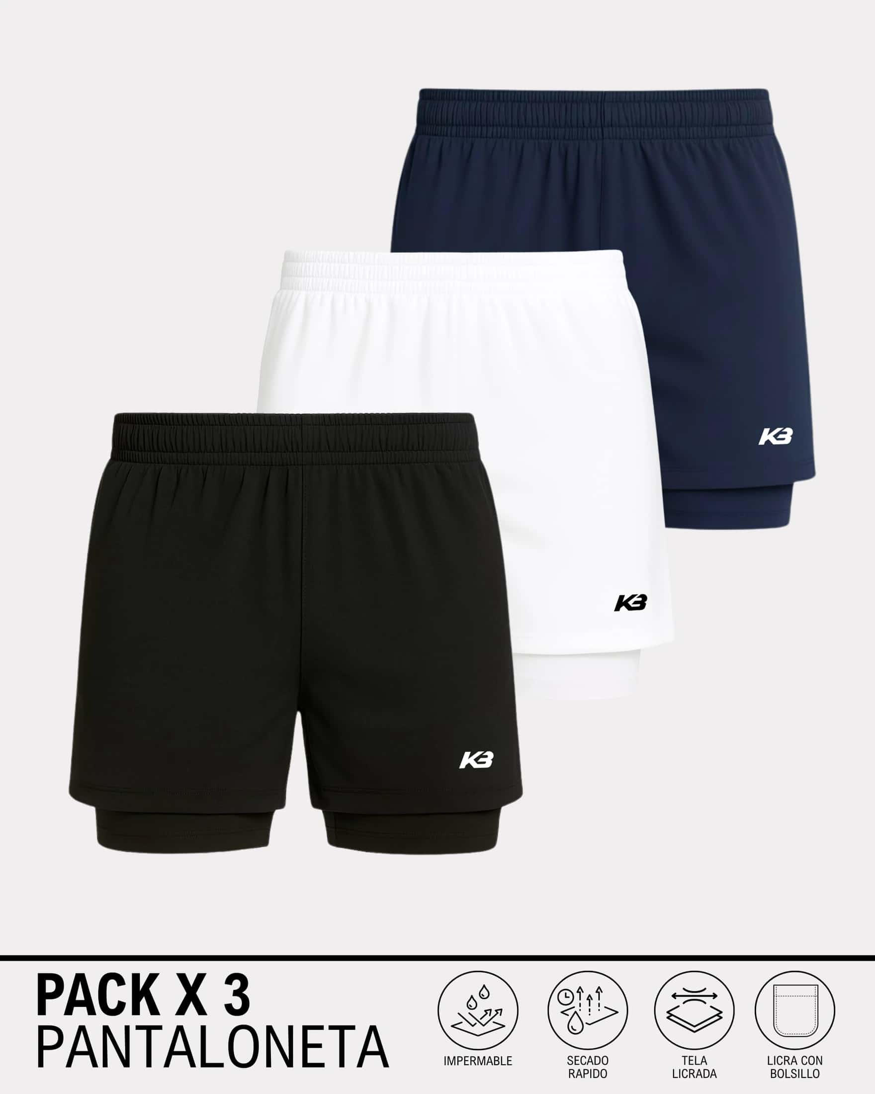 PACK X3 Pantaloneta con Licra Ref 103 | KBMEN RF.365