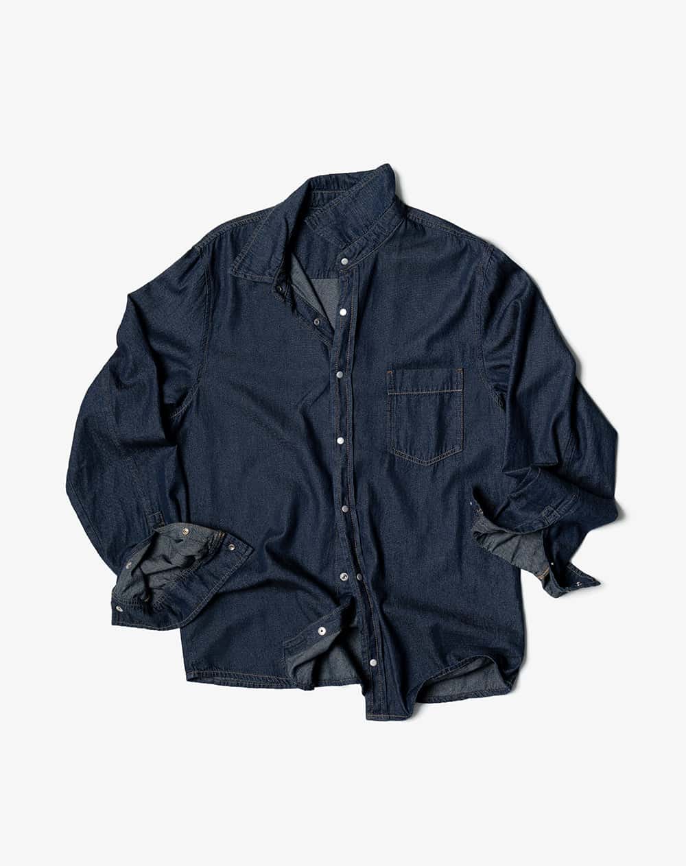Camisa regular manga larga índigo oscuro hombre