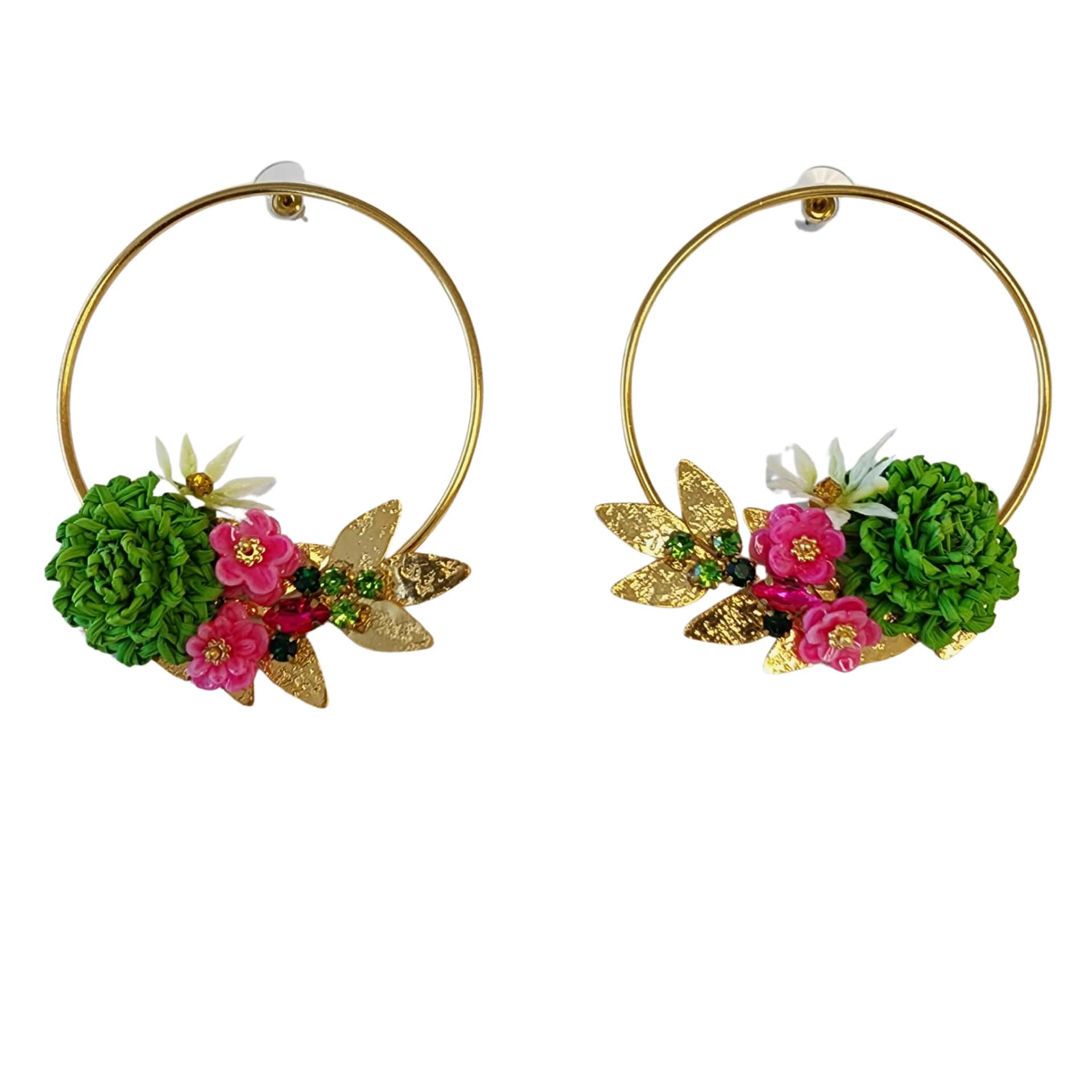 Gold Circle Flower Earrings