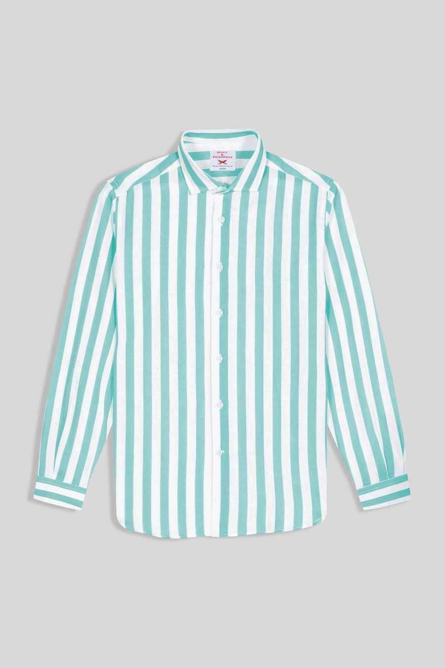 Men's linen shirt sky striped