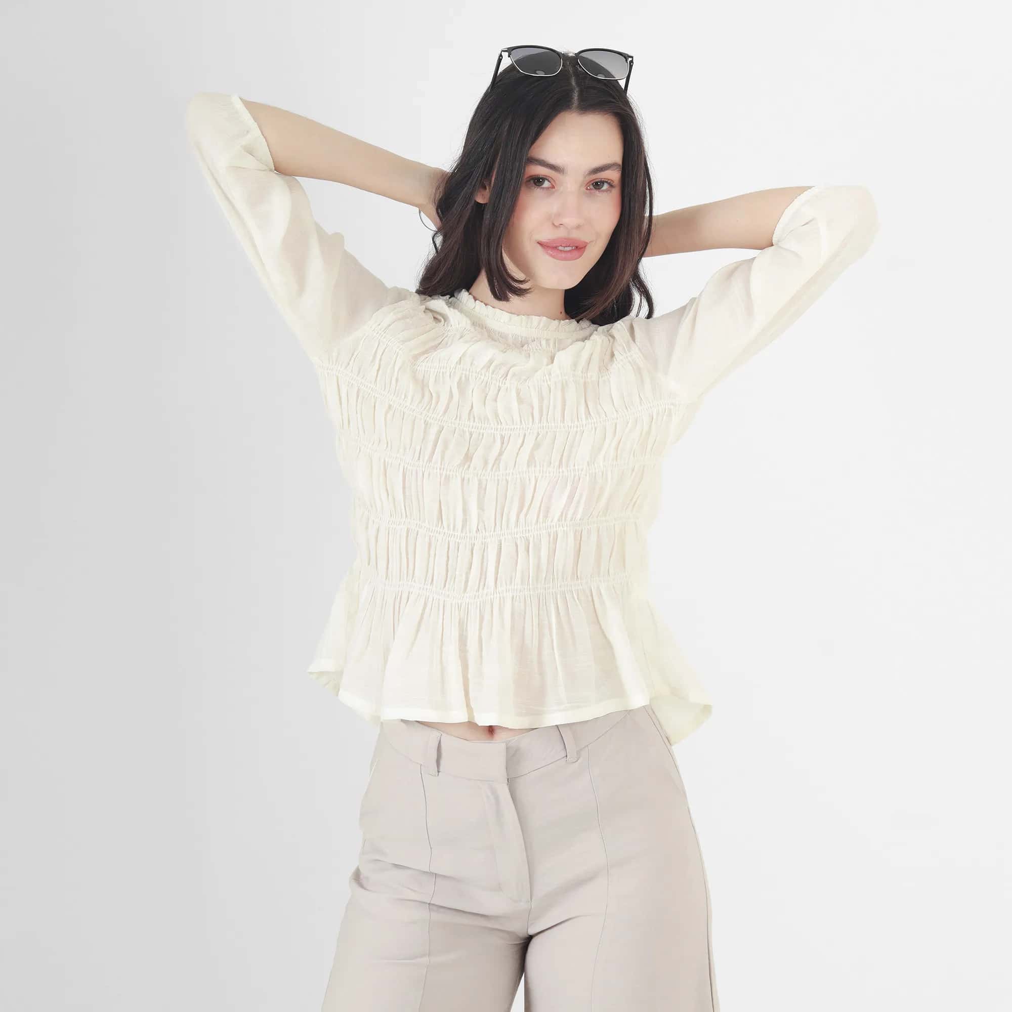 Blusa Cuello Redondo Manga 3Cuartos