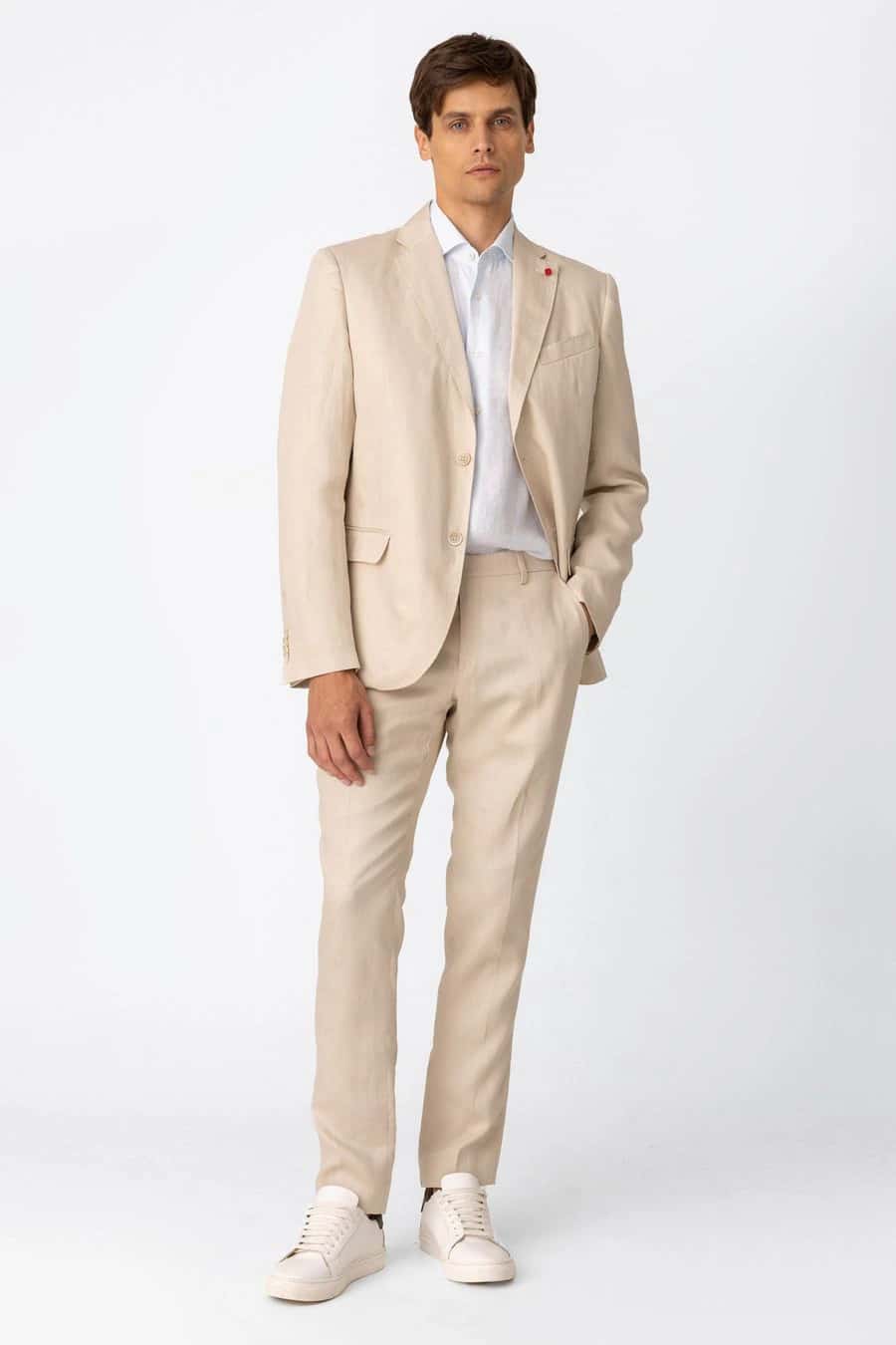Men's mixed fabric beige vittorio set