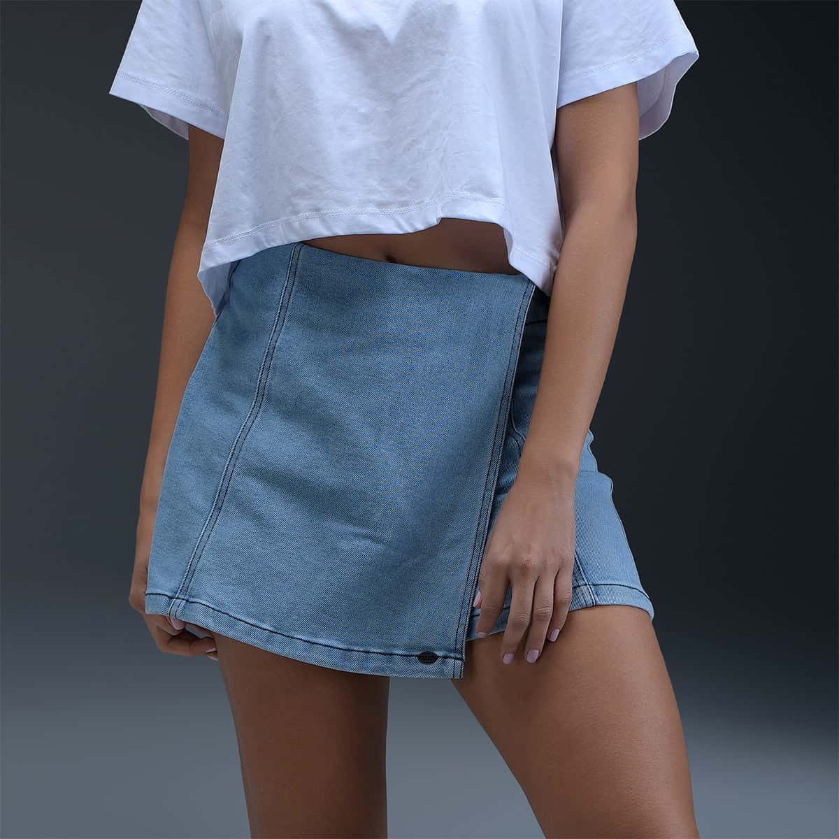 Falda Denim Azul Mujer