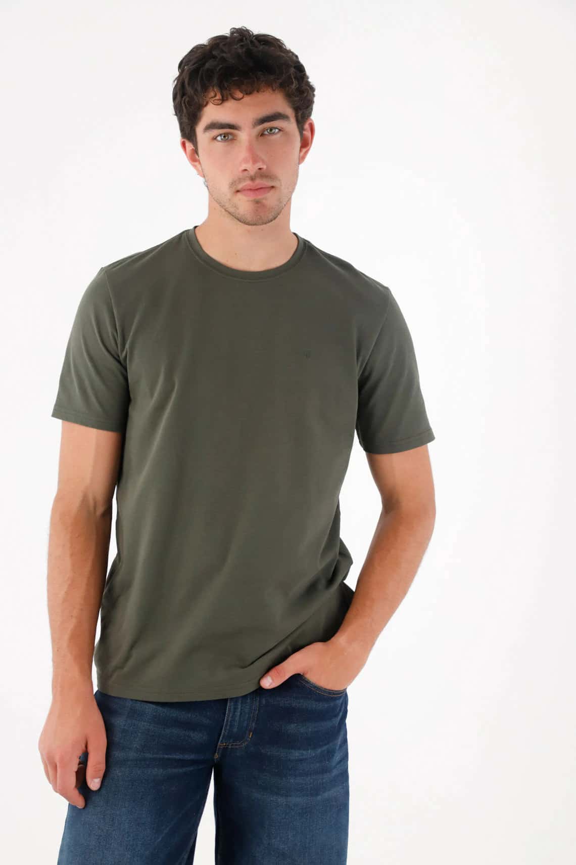 Camiseta básica con raqueta verde para hombre