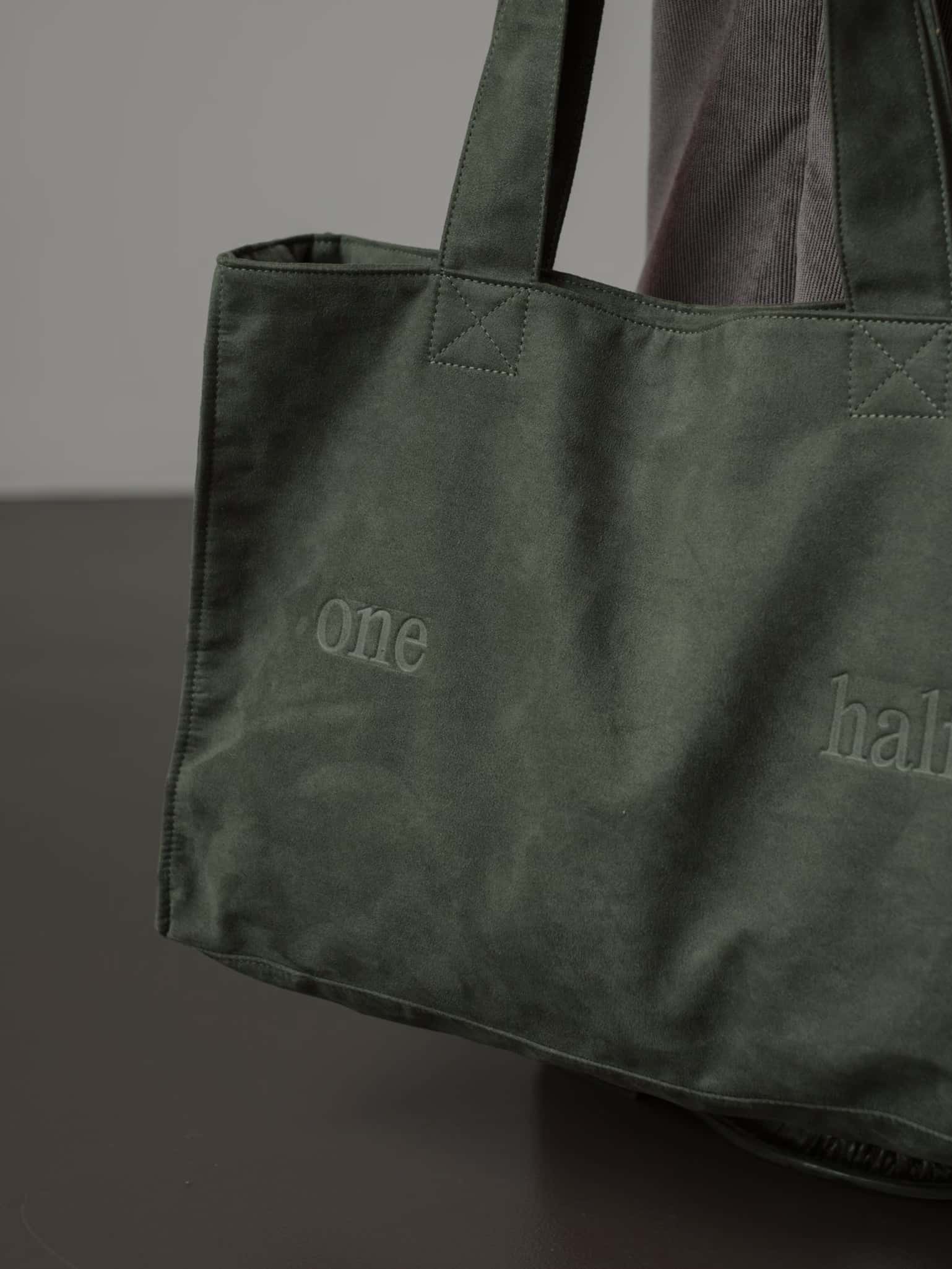 SUEDE TOTE BAG - WOOD GREEN