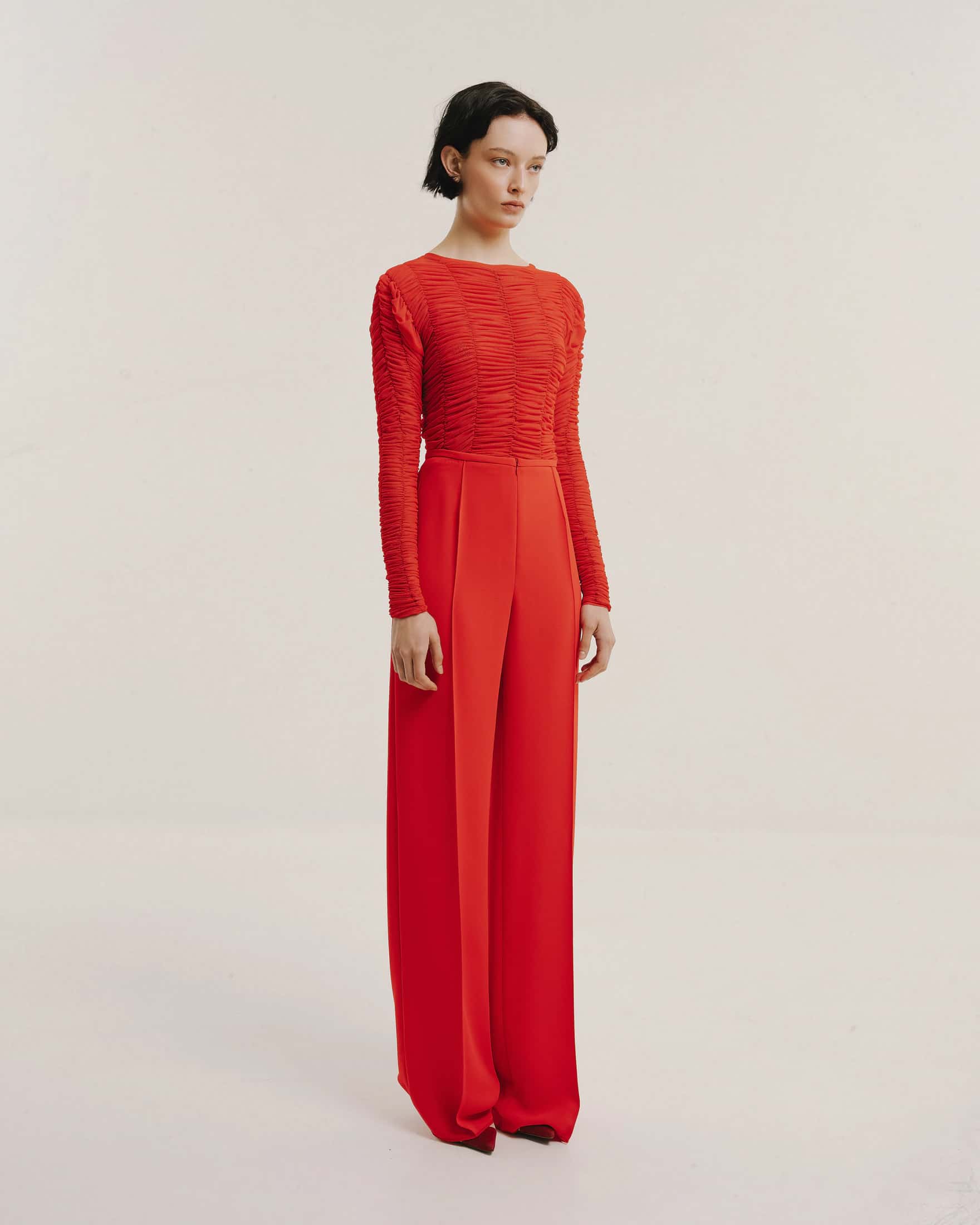 Ruched Tulle Round-Neck Top - miniatura 4