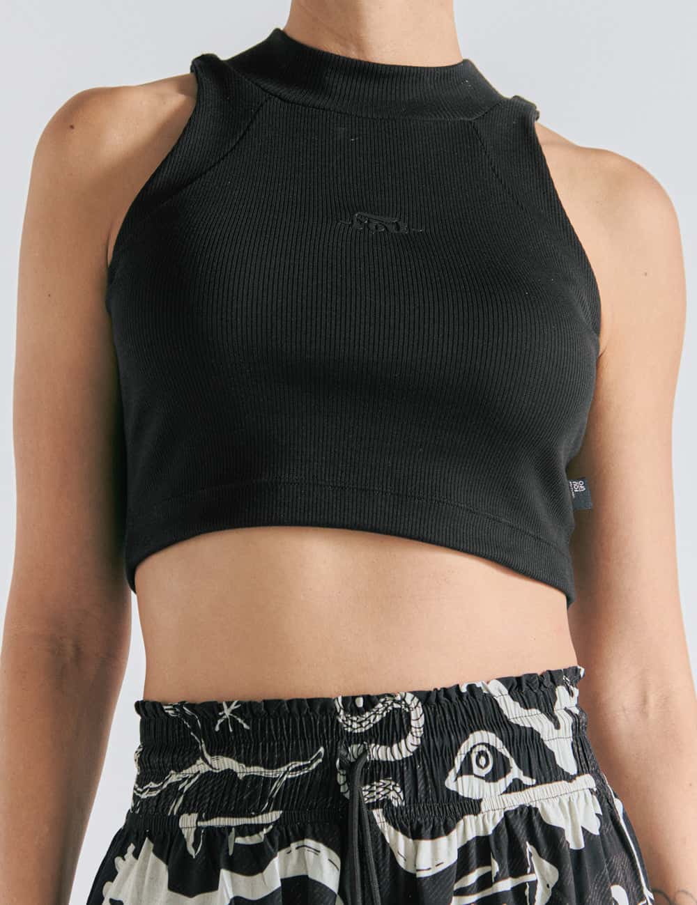 Crop Top Raglan  negro Mujer