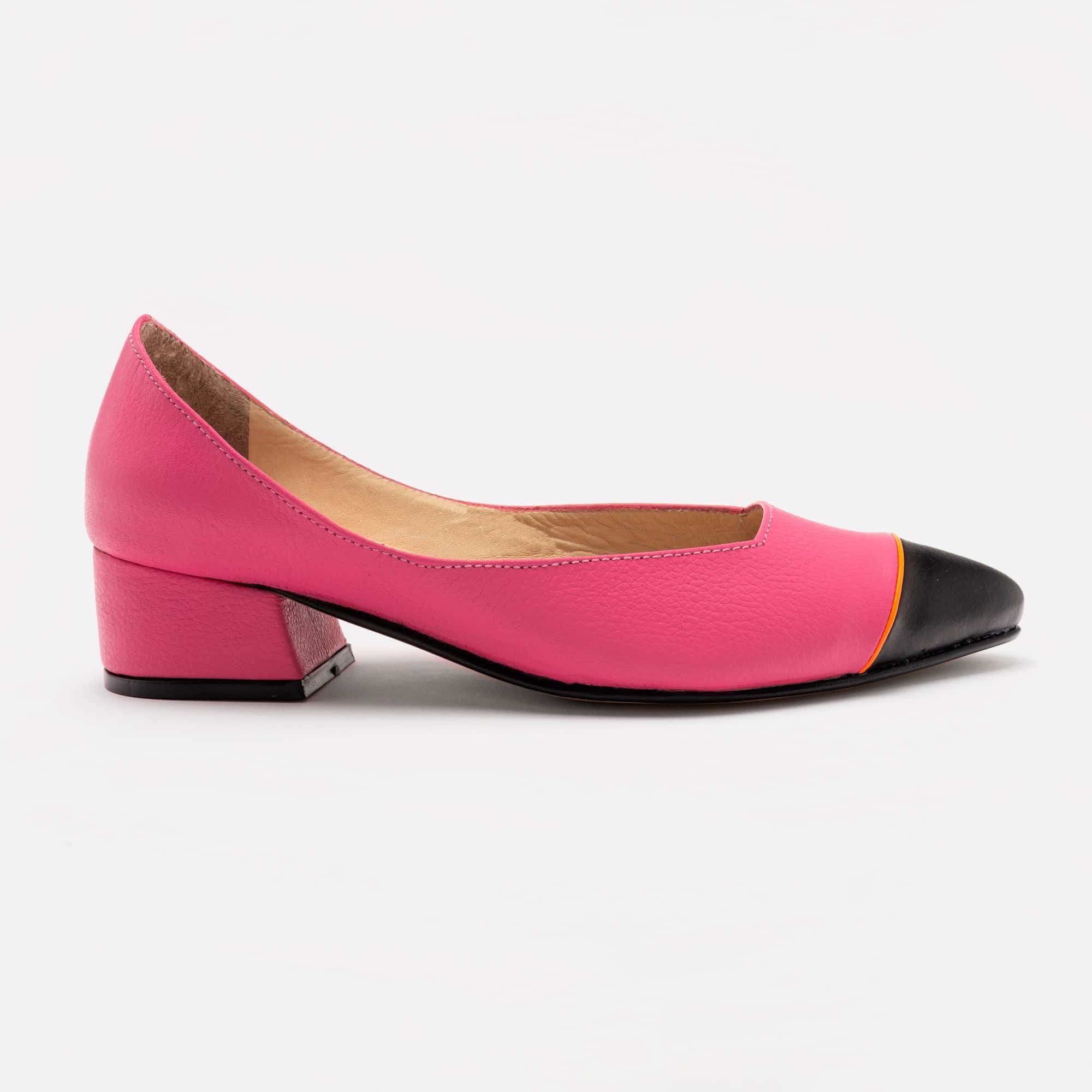 Midi Heels - Bubblegum Pink x Black + Neon Orange