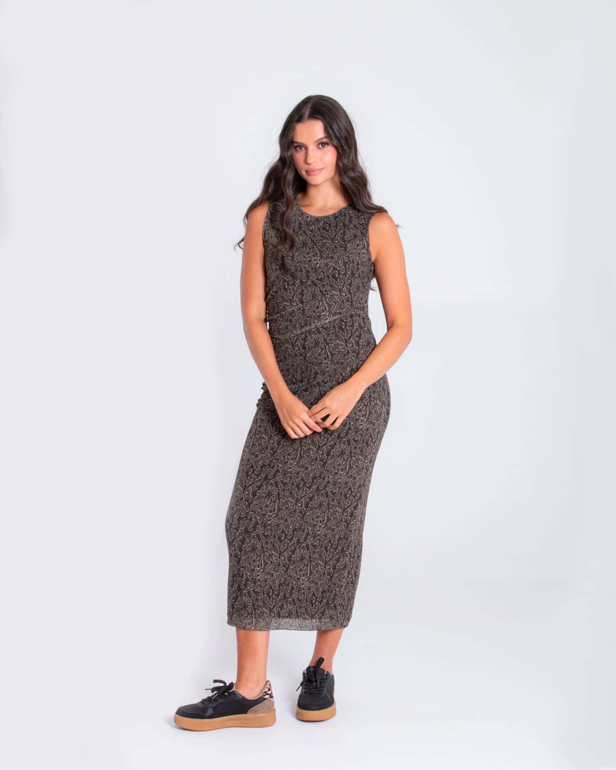 Vestido verde estampado para mujer