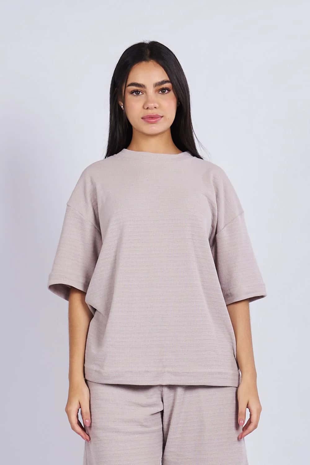 Camiseta oversize textura horizontal Caqui