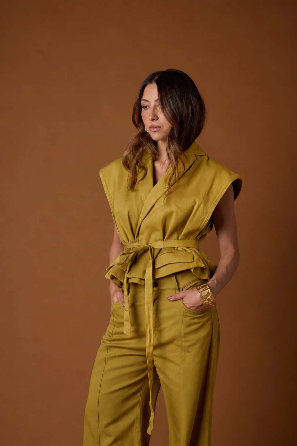 Blazer Vest Antología de algodón | Verde pistacho