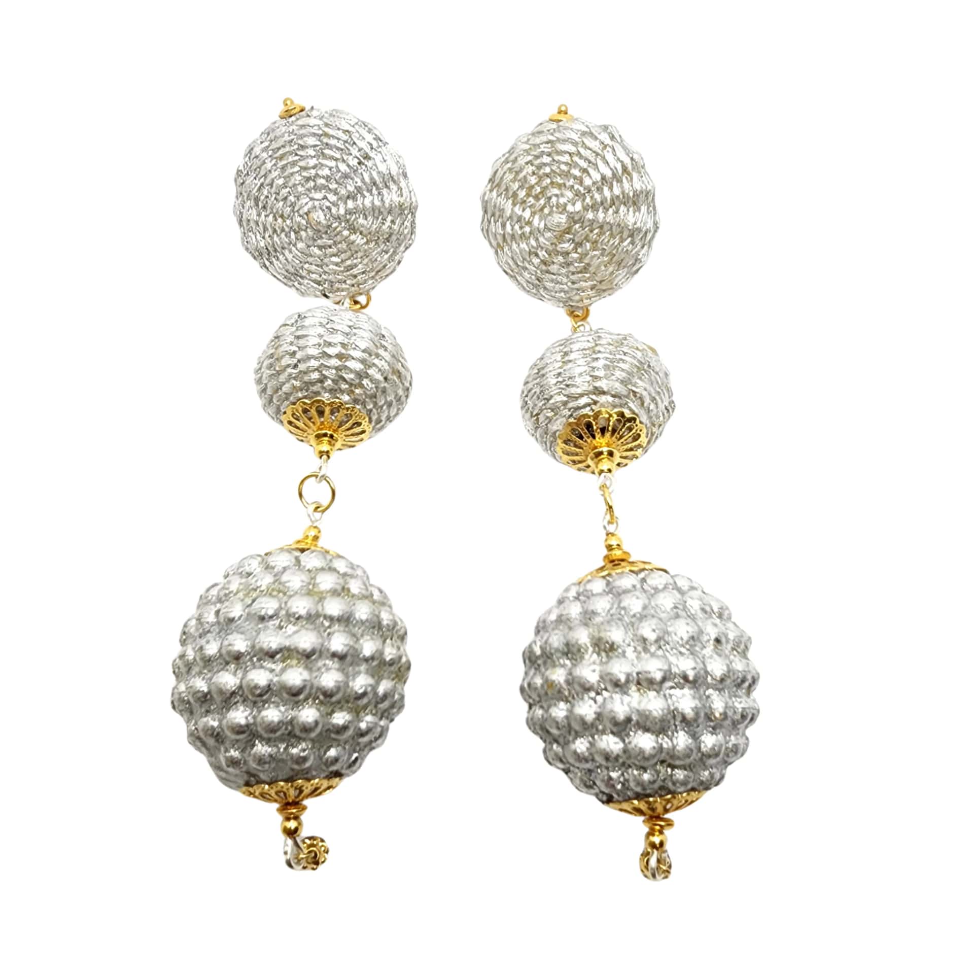 Silver & Gold Beads Earrings