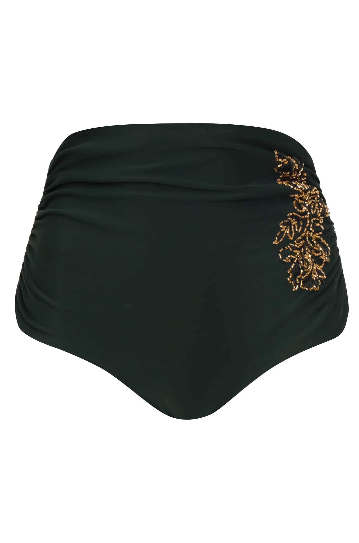 Victoria Embroidered Bottom / Dark Green - Ivory - miniatura 1