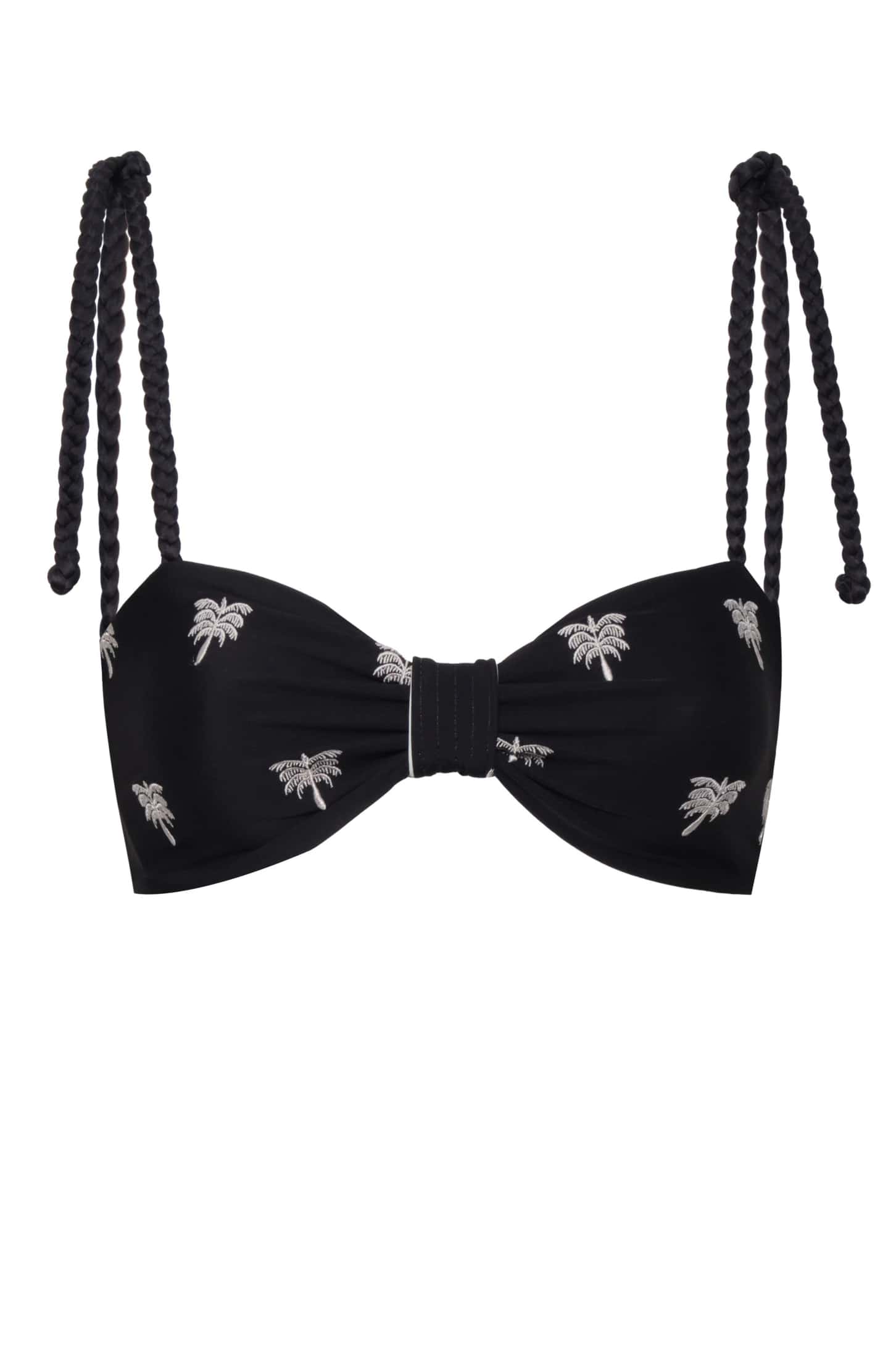San Miguel Embroidered Top / Black - Ivory Polka Palms