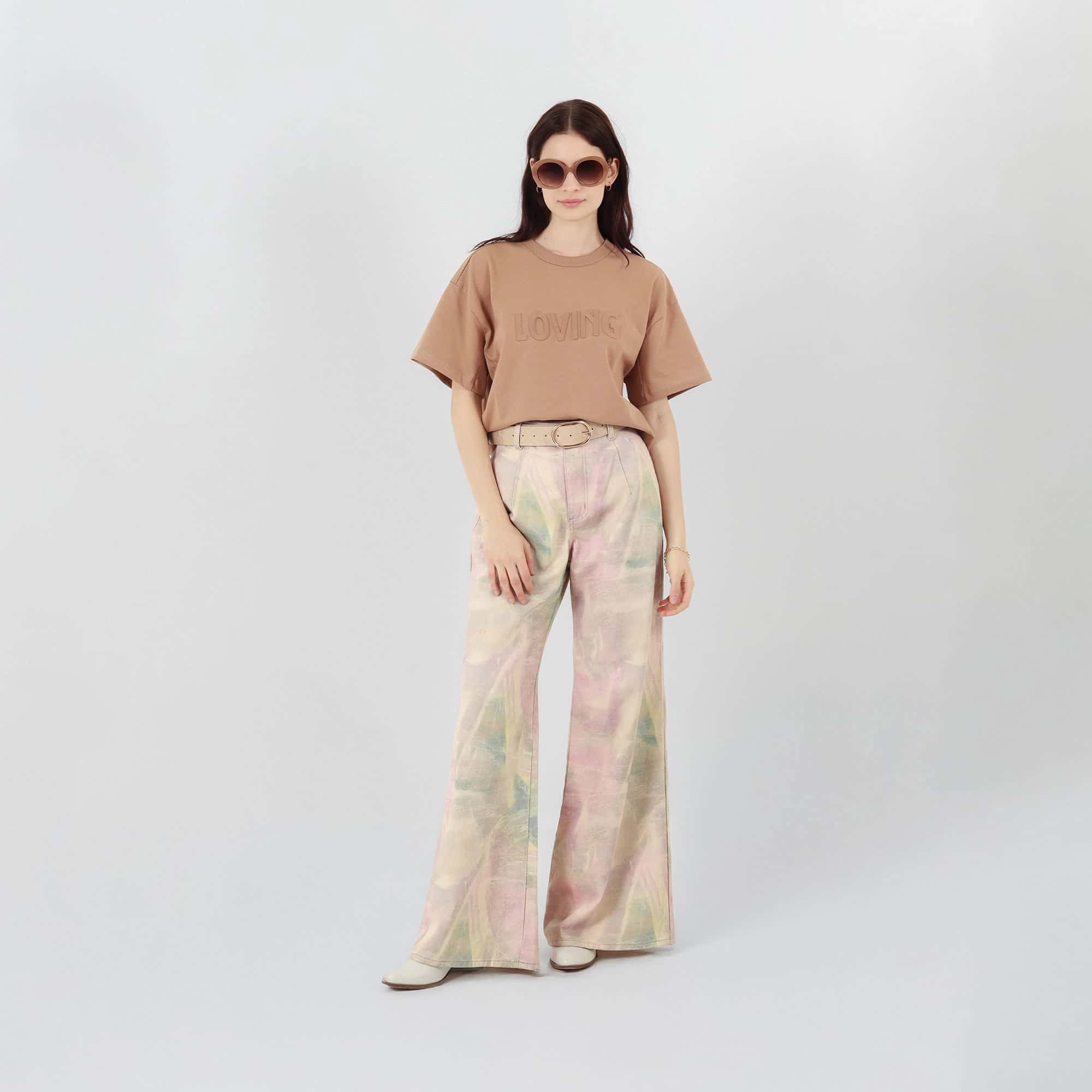 Jean Tye Dye bota flare tiro alto