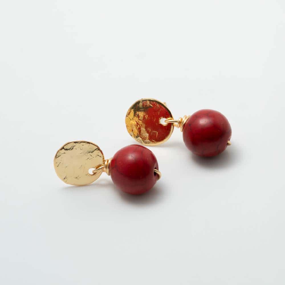 Aretes Topo Rojo Coral