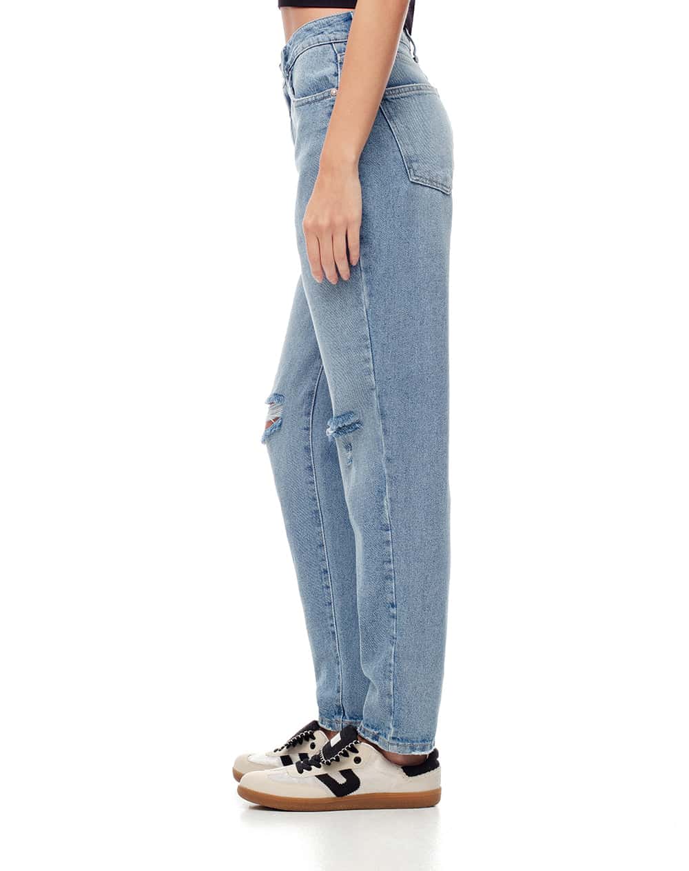 Jean mom fit alto medio índigo medio mujer