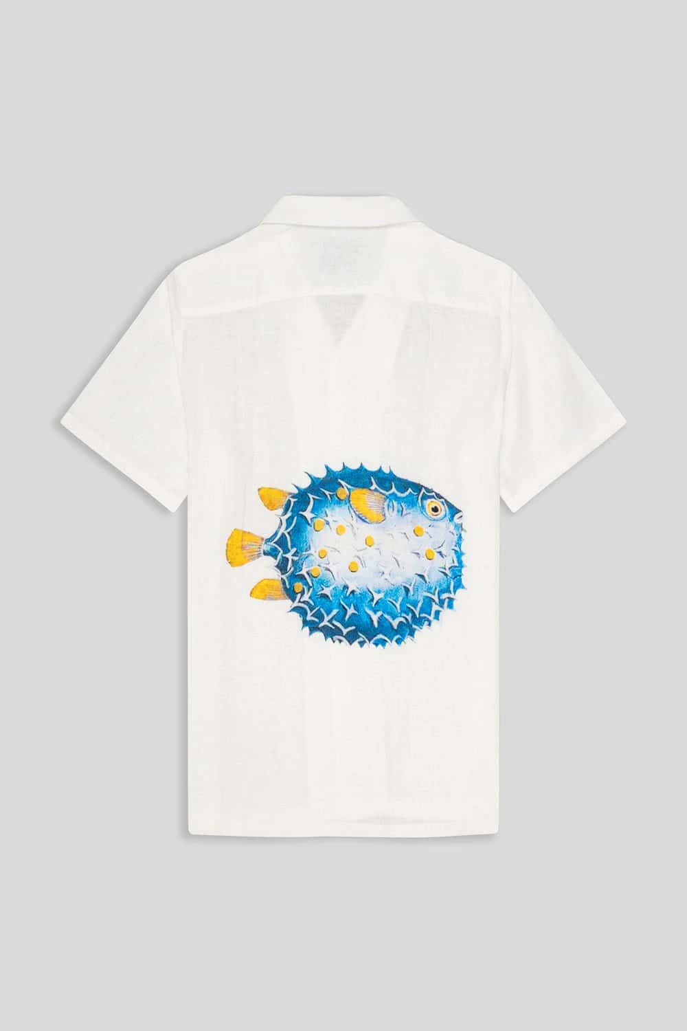 Men's linen shirt puffer fish