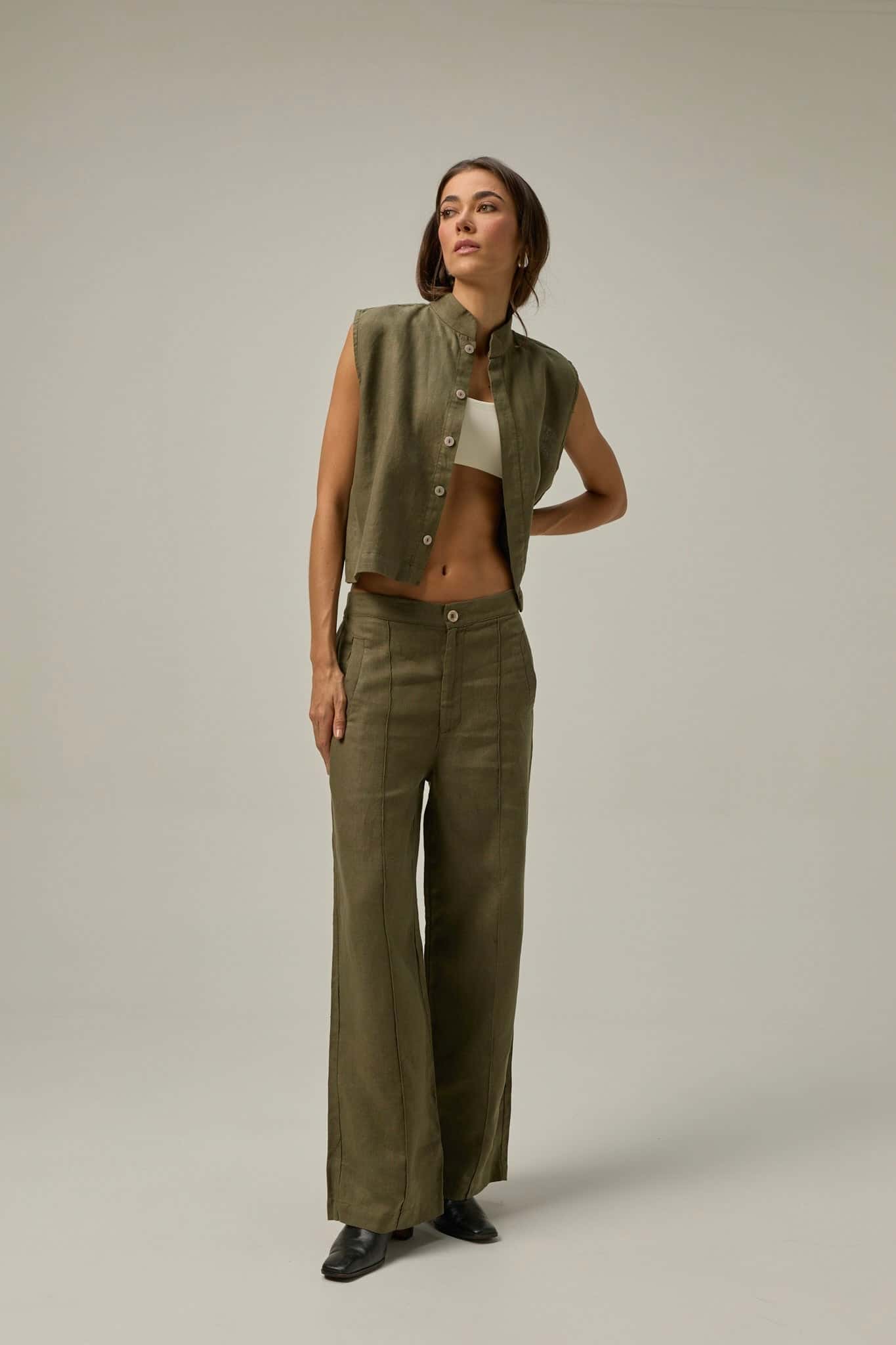 Pantalón Serre de lino | Verde Oliva